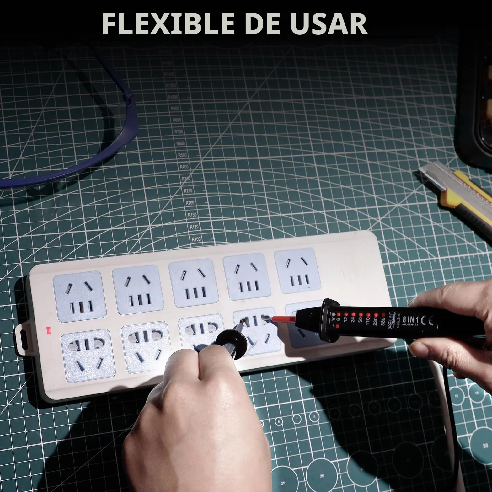 CCLIFE Probador de Tensión Bipolar 6-380V AC/DC con Pantalla LED – Test de Fase Robusto y Ergonómico (sin batería)