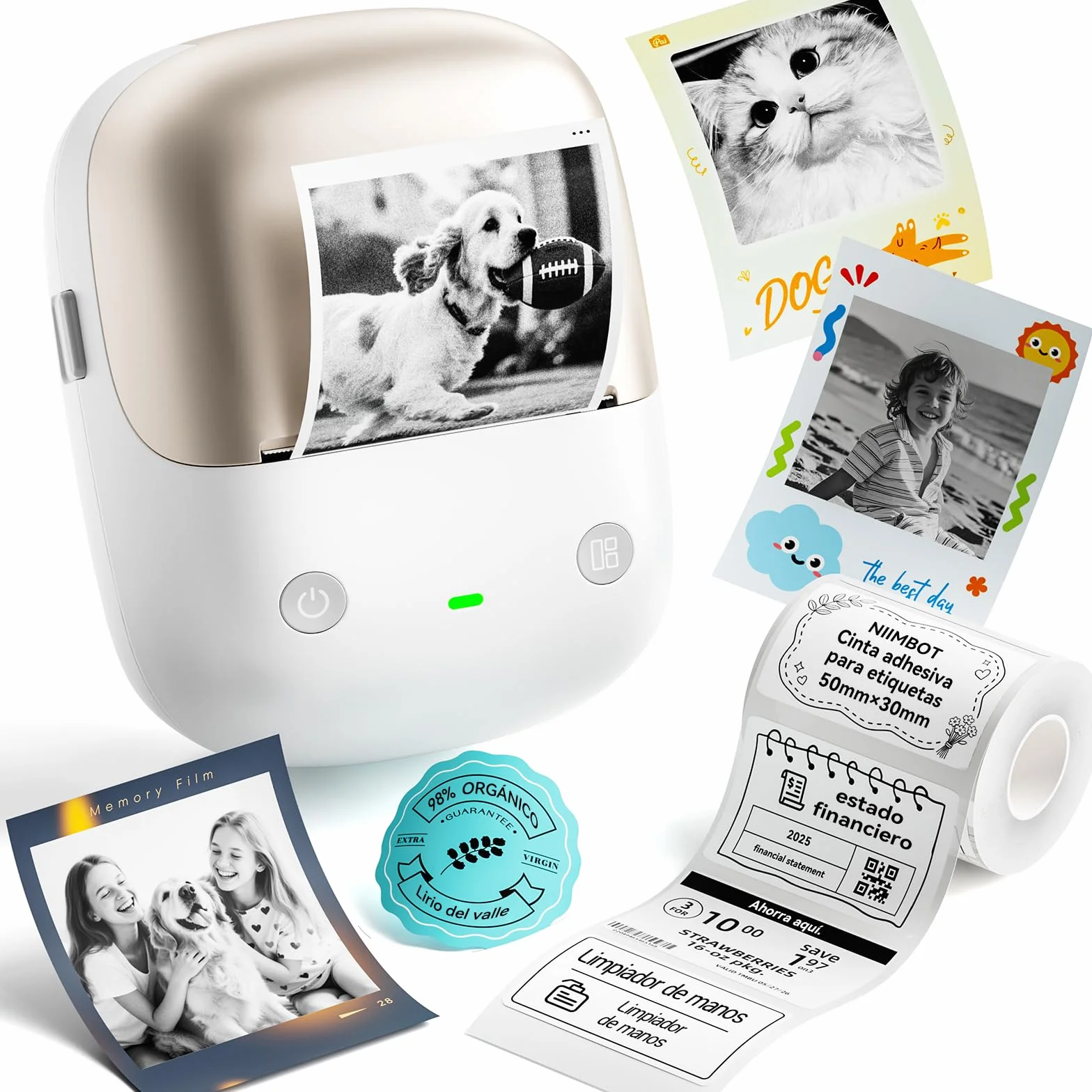 NIIMBOT B2 Pro Impresora de Etiquetas HD 300DPI Admite impresión sin conexión Etiquetas Autoadhesivas Impermeables Oro