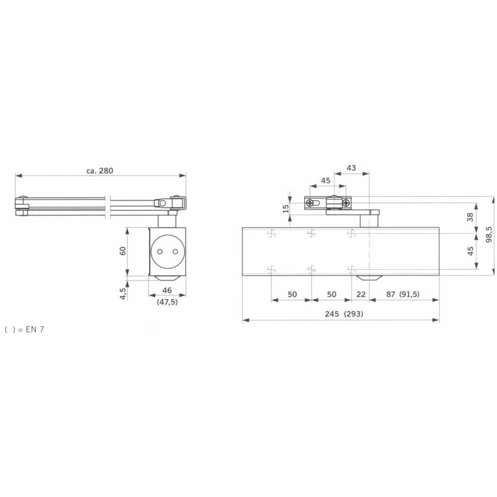 Dorma M127222 - Cierrapuertas sin brazo ts-83 plata