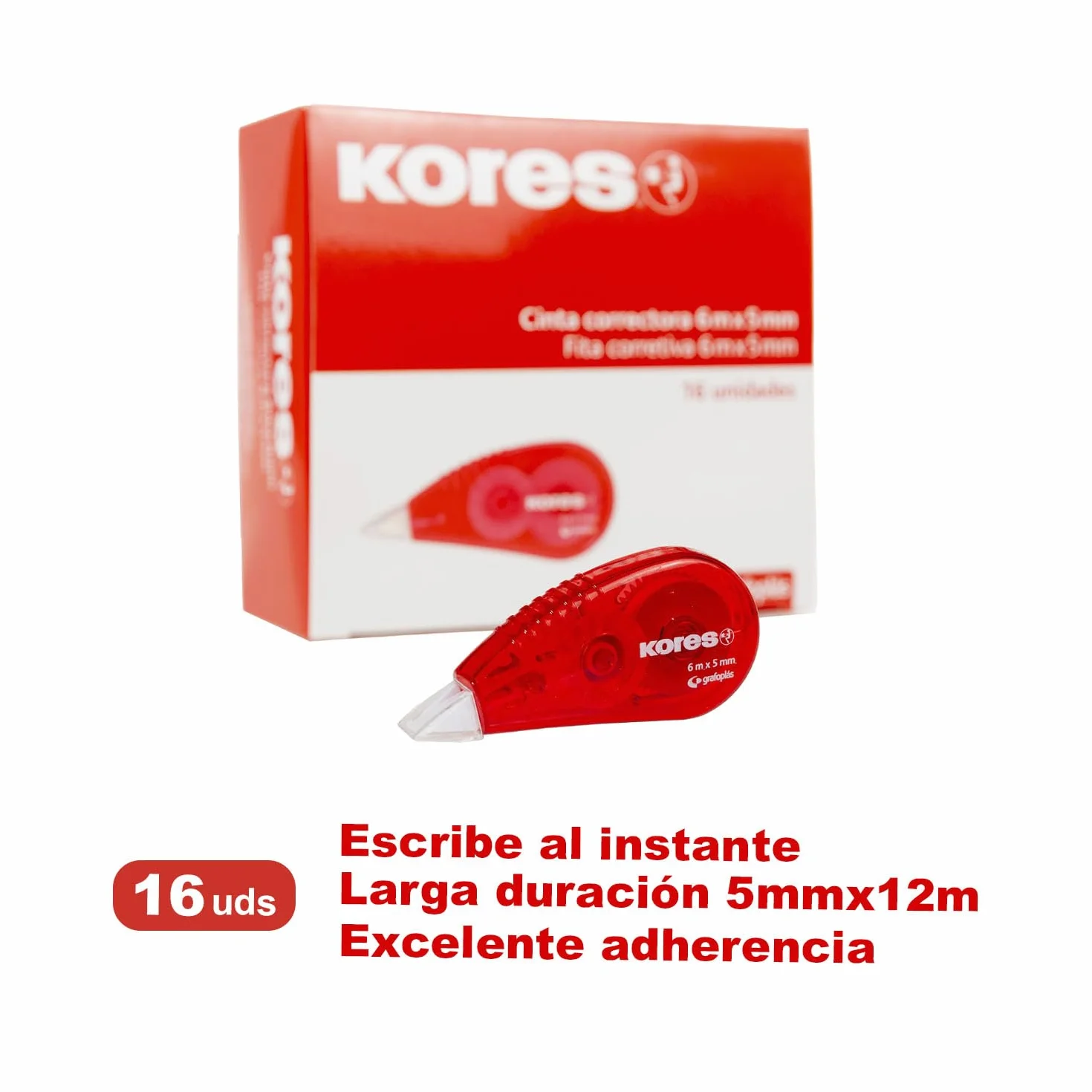 Kores Cintas Correctoras en Seco Pack 16 Unidades 6x5 mm para Bolígrafo