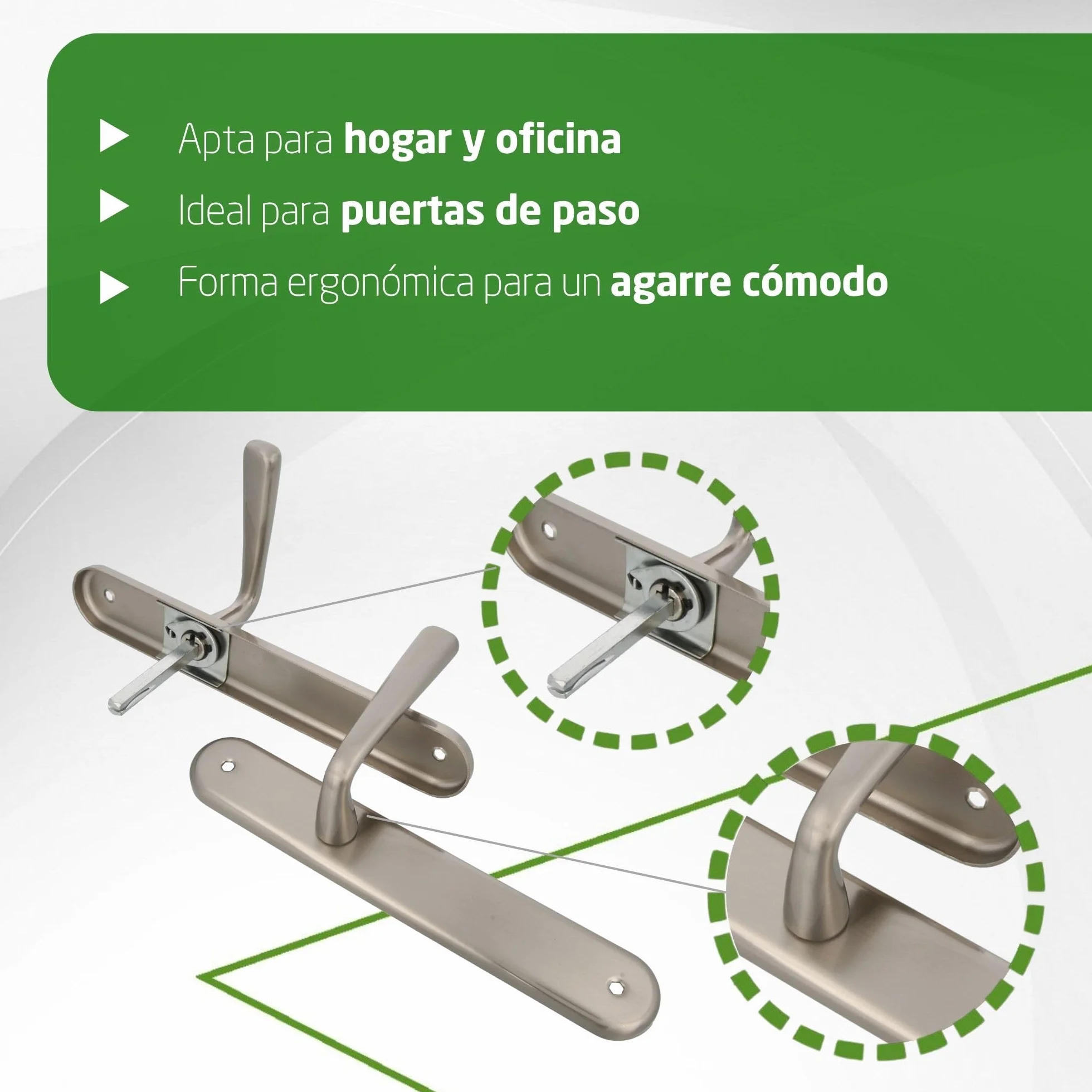Amig - Juego de Manillas de Placa de Latón, Modelo 252P, Medida: 250 X 40 mm, Cuadradillo de 8 mm, Incluye tornillería, Acabado: Cromado mate