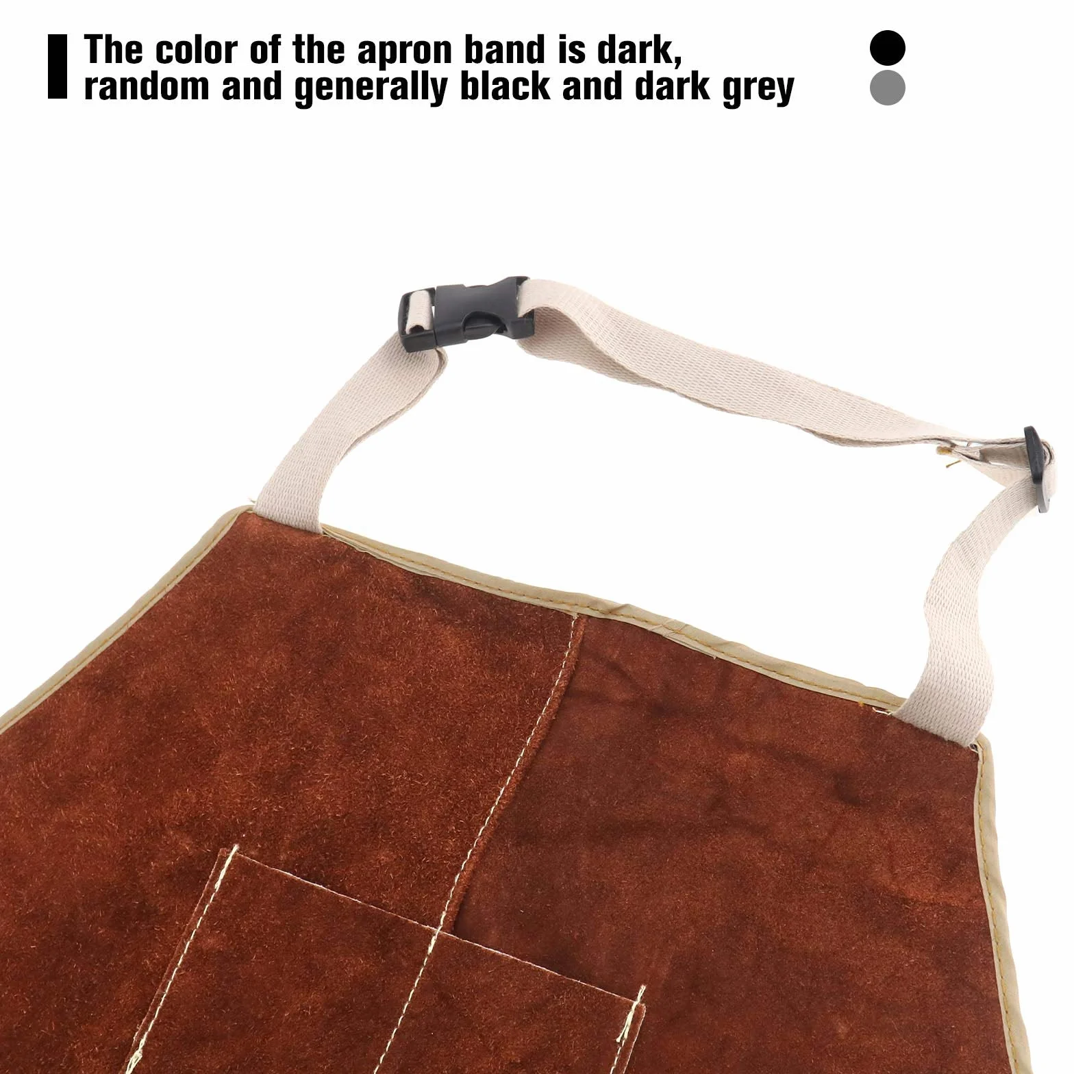 EMSea Delantal de Soldadura de Bolsillo Cuero de Vaca con Hebilla de Liberación Rápida Longitud Ajustable para Hombres Y Mujeres - 90x60 Cm (marrón Oscuro)