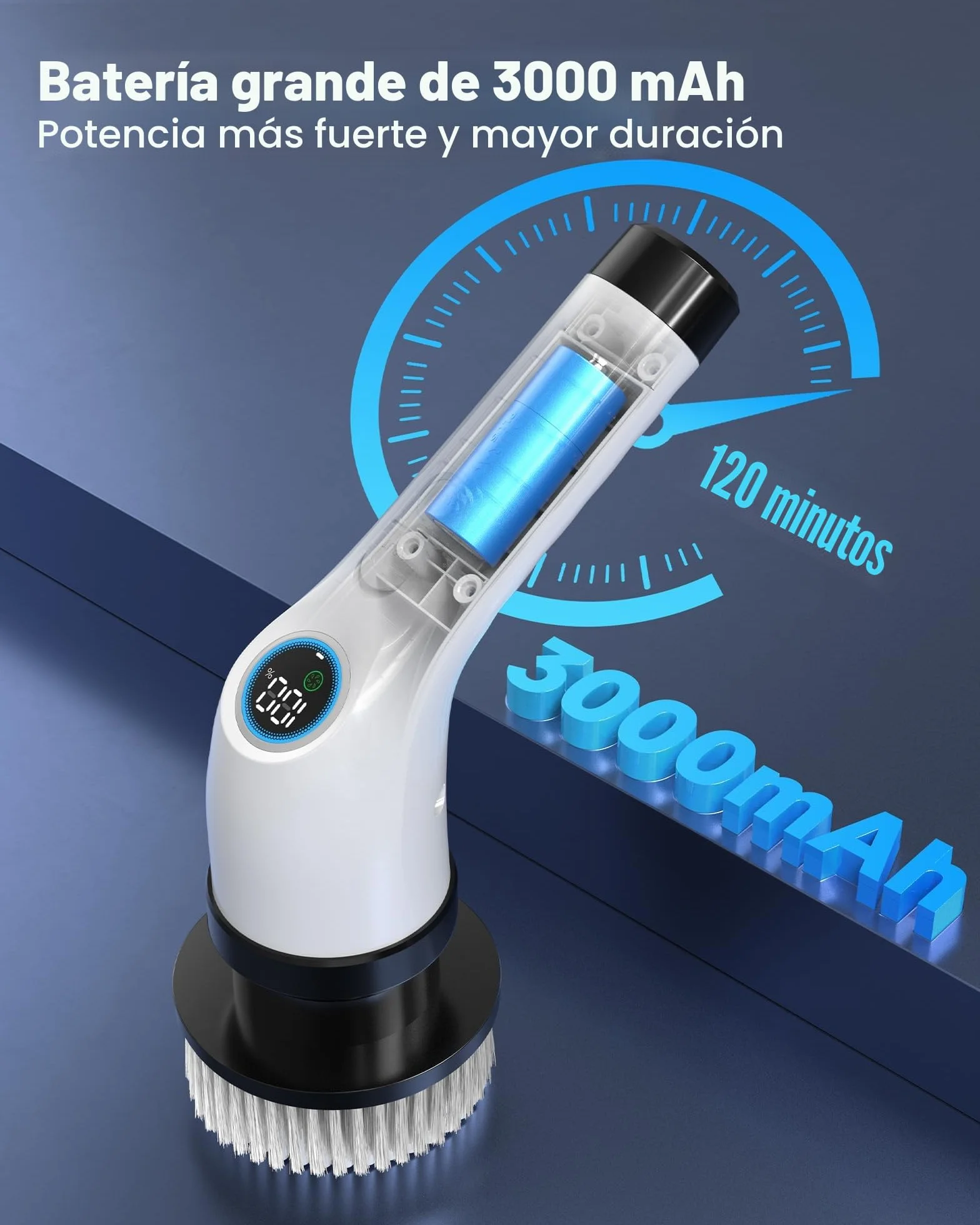 Cepillo de Limpieza eléctrico para el hogar – Hogar Spin Scrubber inalámbrico con batería – de Limpieza eléctrico para baño – Fregadero Terraza – de Limpieza Spin –