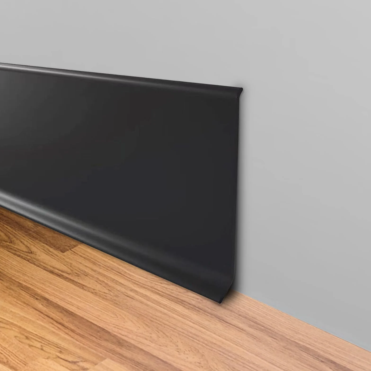MENAYODA Rodapié blando de PVC, Listón adhesivo de 10 cm de ancho, Listón decorativo flexible con pliegues en forma de S para cubrir juntas en las esquinas (12m, Negro)