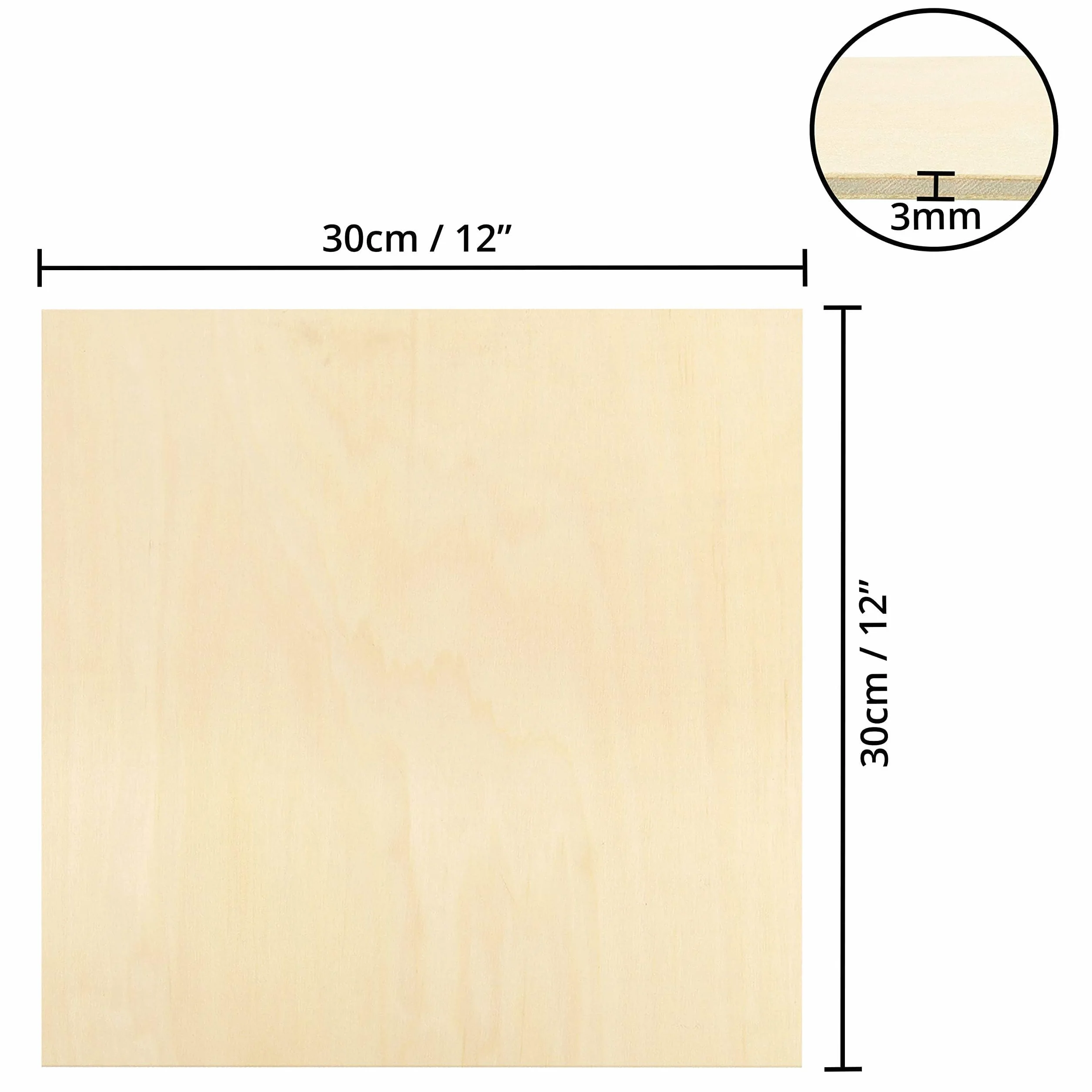 Belle Vous Tablero Madera Contrachapado 3mm - 20x Tablas de Madera de Abedul 30 x 30 cm - Para Bricolaje Proyectos Manualidades Corte Laser Pintar Modelado Grabado Pirograbado