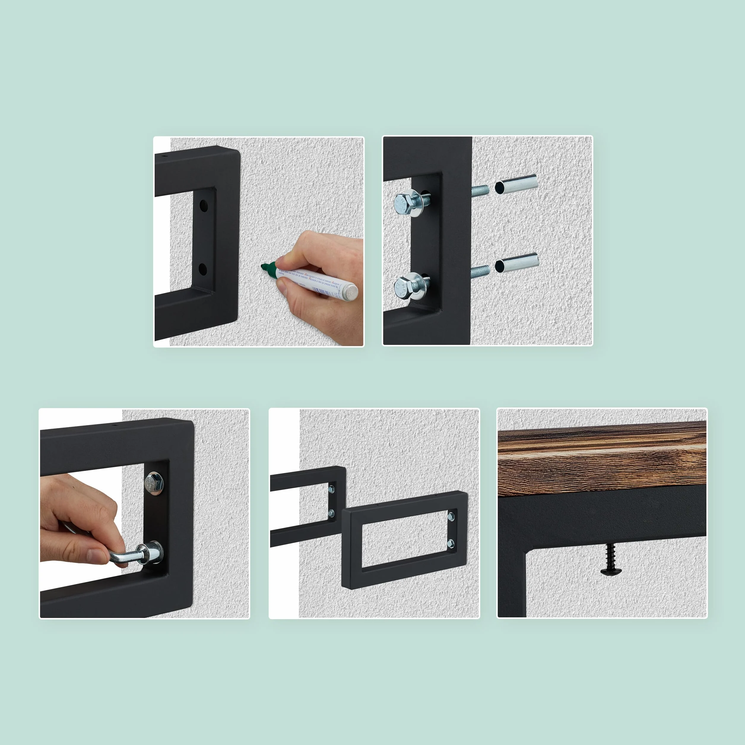 Relaxdays Escuadras Repisa, Set de 2, 35 cm, Soportes Estante, Lavabo Pared, Acero, Sujeta Baldas Rectangulares, Blanco