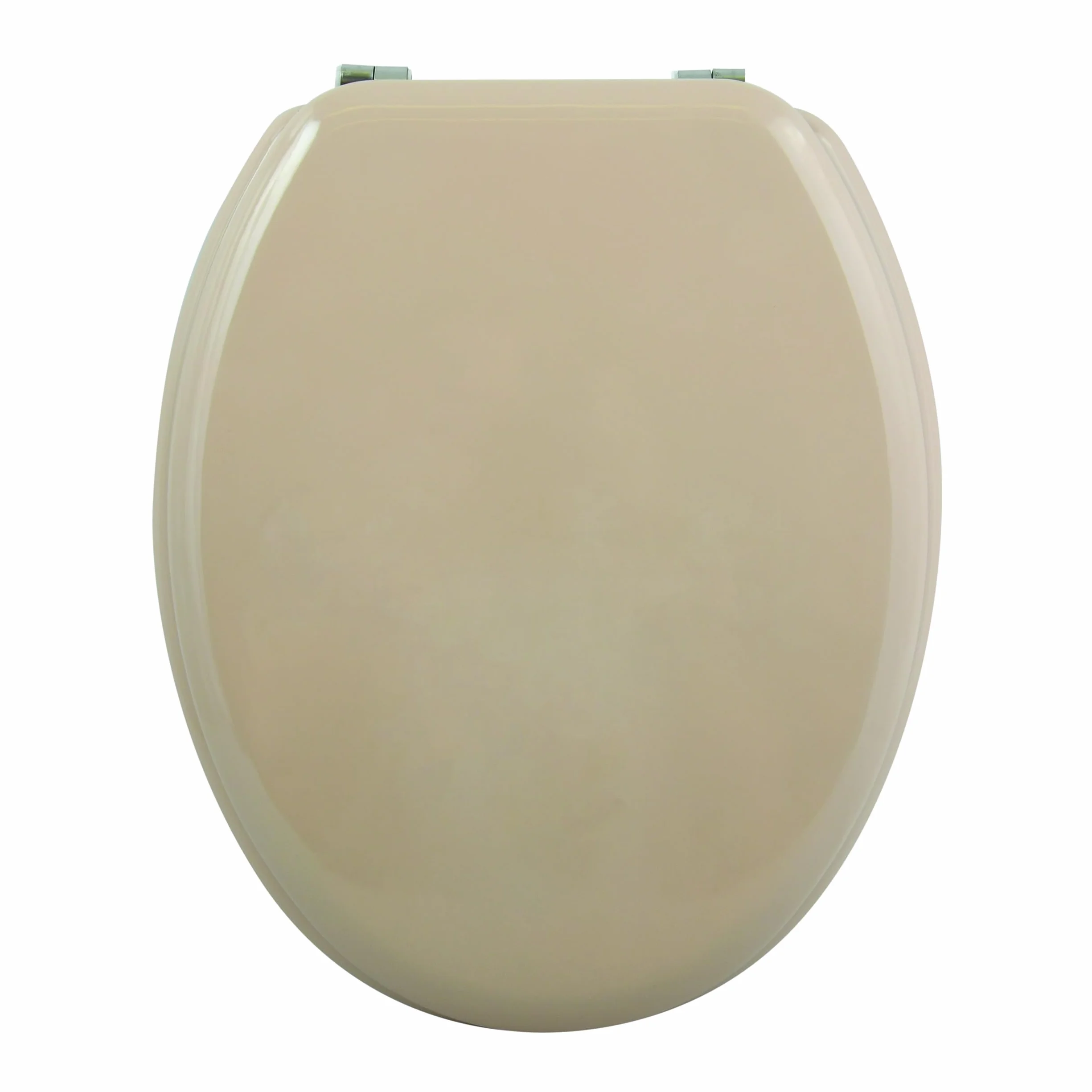 MSV - Asiento de inodoro CLÉO MDF - Bisagras de acero inoxidable - Brillante - Ø 370 x 450 mm - Beige - Elegancia y comodidad para el baño - Fácil instalación y limpieza
