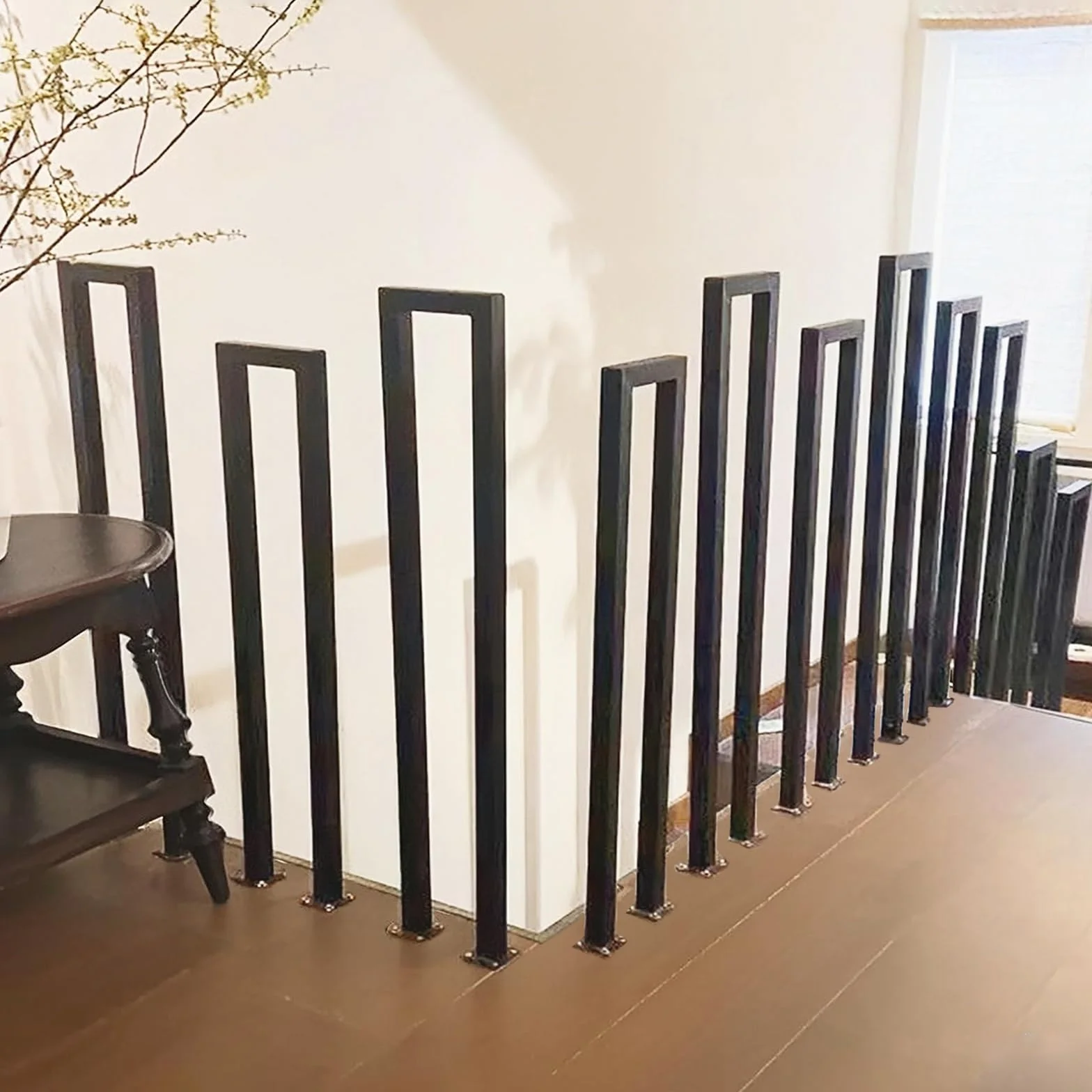 Barandilla Escalera Interior, Pasamanos Escalera en Forma de U, Barandillas Escaleras para Villas, Balcones, Pasillos, Apartamentos, Interiores y Exteriores (85cm, Negro)