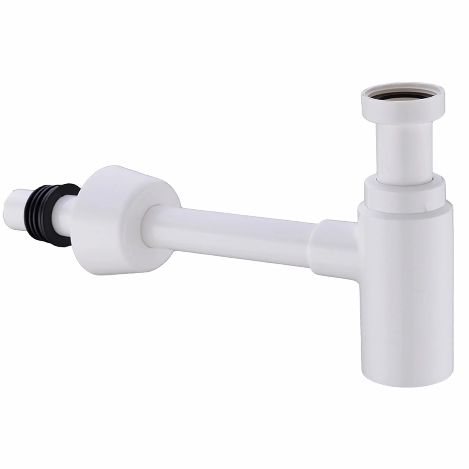 Trampa for Botellas Sifón Redondo ABS Plástico Baño Tocador Lavabo Tubería Residuos Desagüe emergente Blanco con desbordamiento.