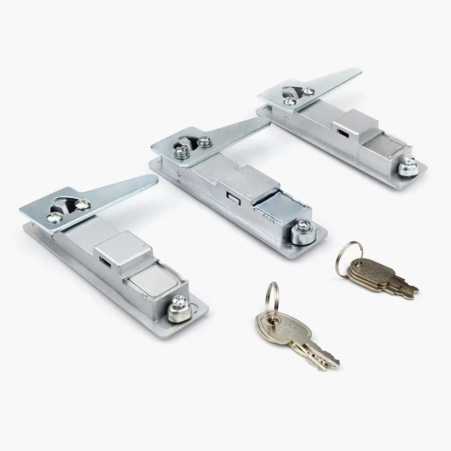 Cerradura plana, cerradura de botón Industrial, cerradura de gabinete de red de comunicación de información eléctrica, 1 Uds.(Silvery,With key)