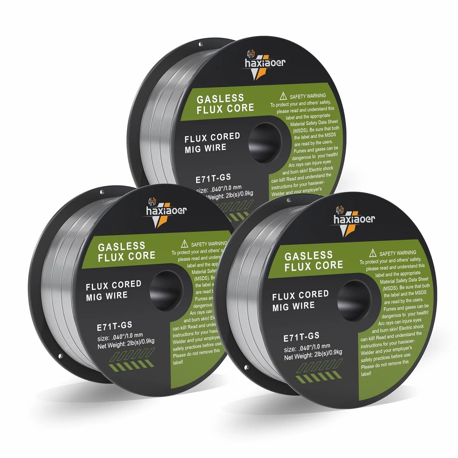 haxiaoer Alambre de soldadura MIG de 1,0 mm, 3 kg, D100, 3 rollos de alambre de relleno sin gas para soldadora MIG/MAG FLUX, E71T-GS