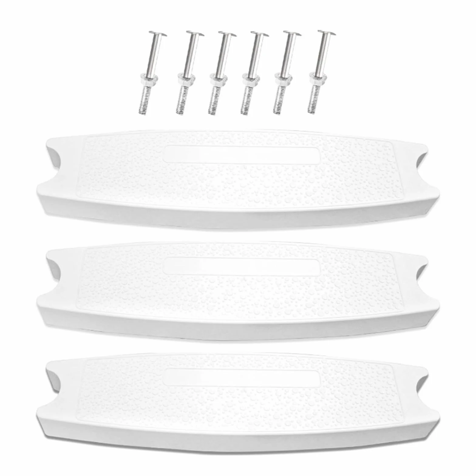 Paquete de 3 escalones de repuesto antideslizantes de plástico con lunares para escaleras de 19 pulgadas de diámetro, piezas de escalera de piscina ABS resistentes con pernos, color blanco
