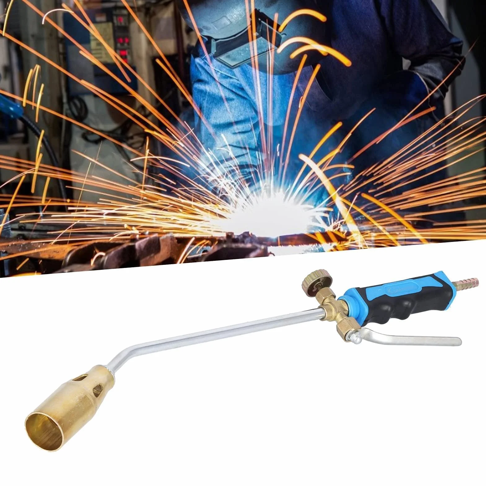 Agatige Cabezal De Antorcha De Soldadura, Pistola De Calentamiento De Soldadura Industrial, Antorcha De Soplete De Soldadura De Encendido, Llama Ajustable para Gas Doméstico (Double Switch)