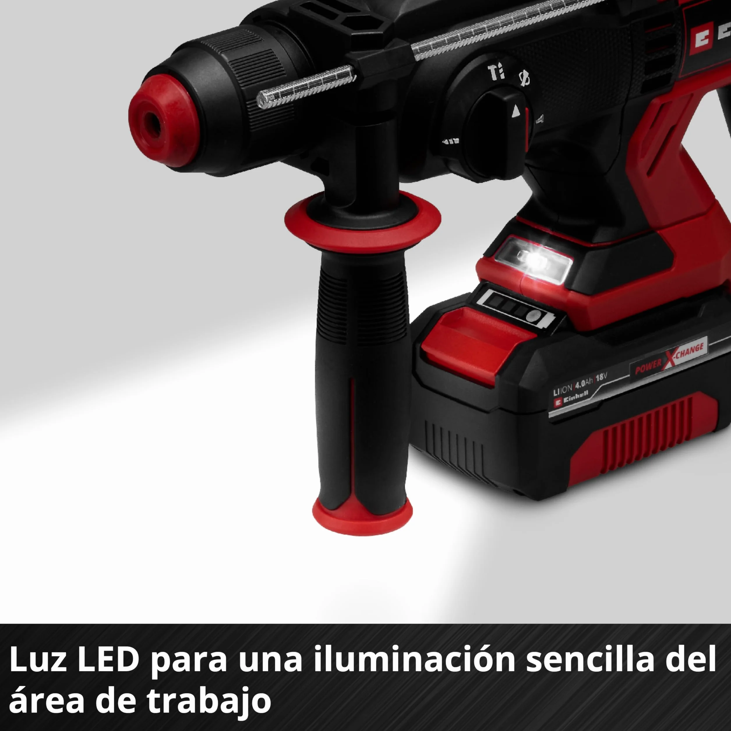 Einhell Martillo perforador con batería TE-HD 18/20 Li (1x4,0 Ah) Power X-Change (18 V, 1,8 J, SDS-plus, potencia de perforación de 20 mm en hormigón, 4 funciones, incl. batería 4,0 Ah + cargador)