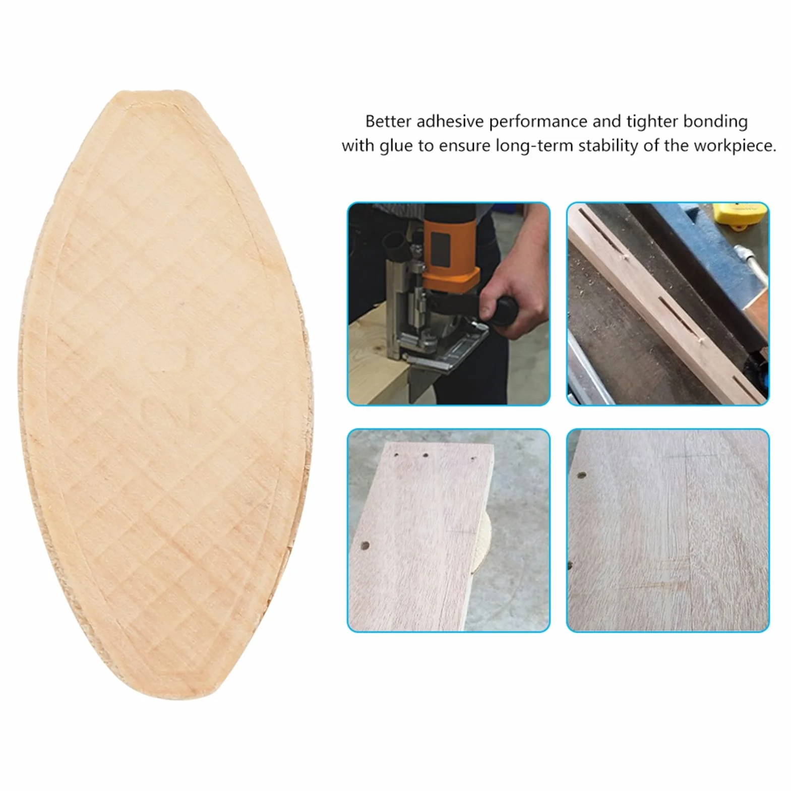 Galletas para unir madera, 100 piezas, herramienta de acoplamiento, resistente para carpintería, material de haya (20#)