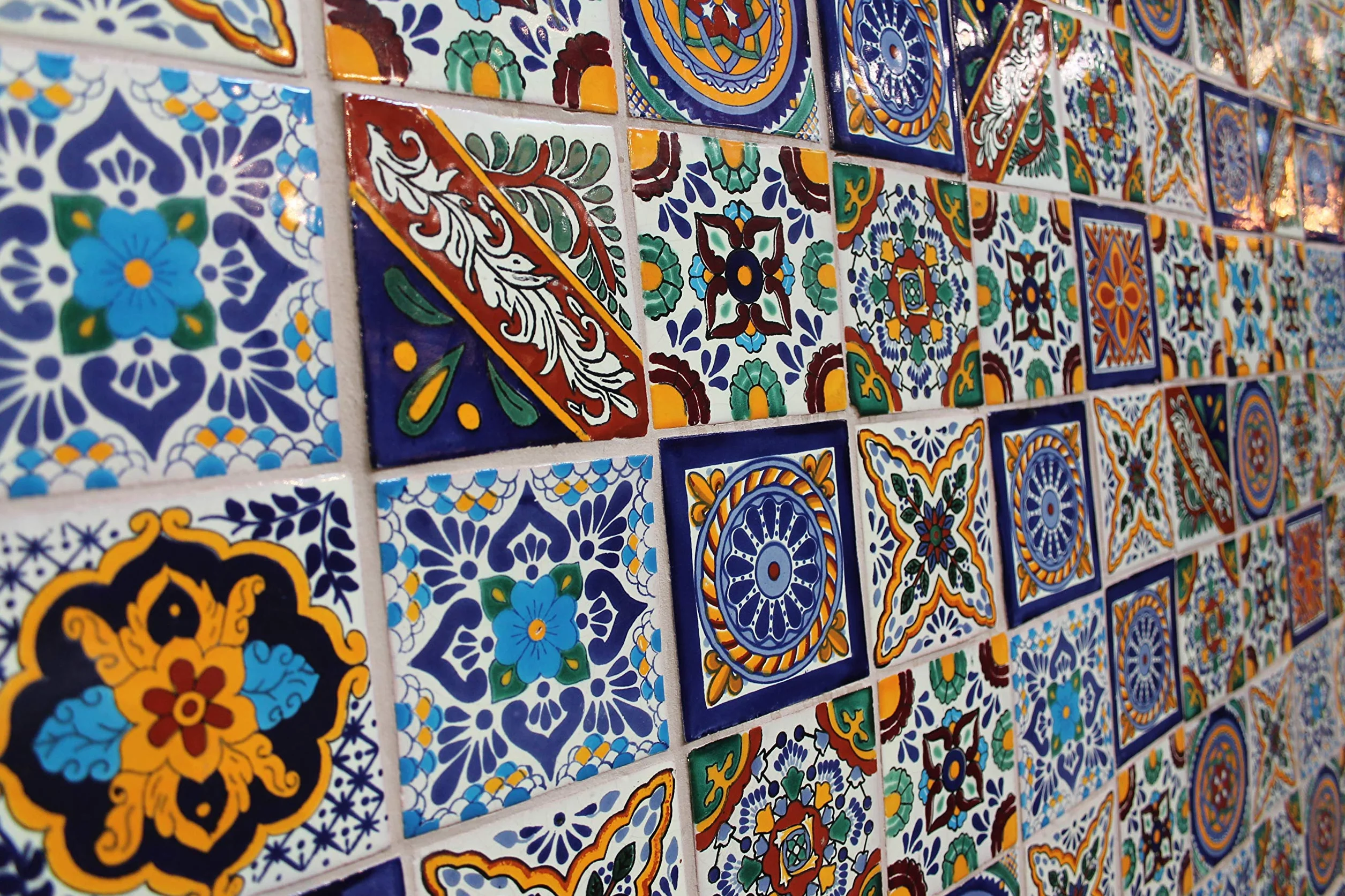 Cerames Azulejos de cerámica Mexicana Ramon - 30 azulejos decorativos de pared mexicanos para baño, cocina, ducha | Azulejos de mosaico de cerámica 10,5x10,5 cm