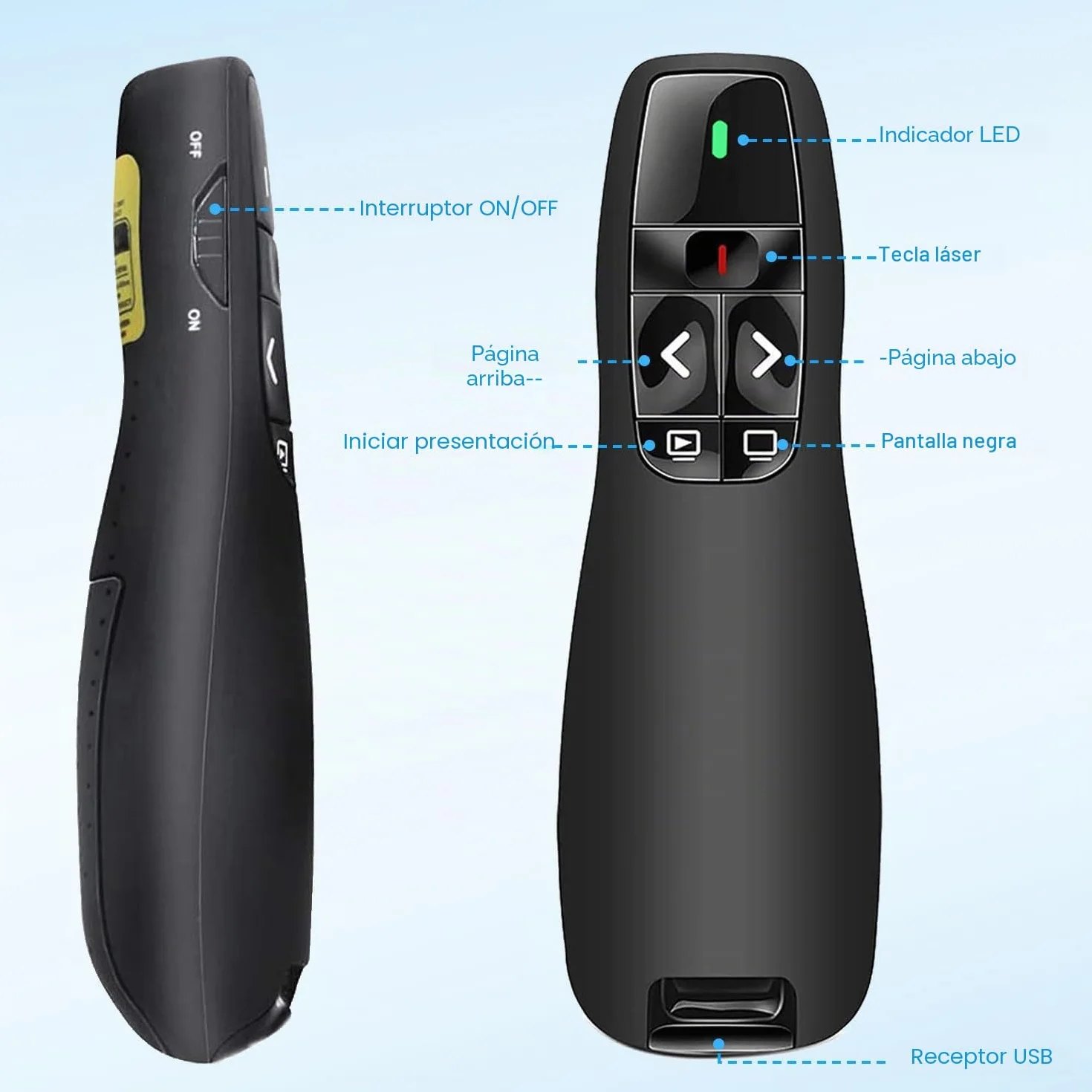 Presentador Inalámbrico 2,4GHz Powerpoint Puntero USB para Windows Mac