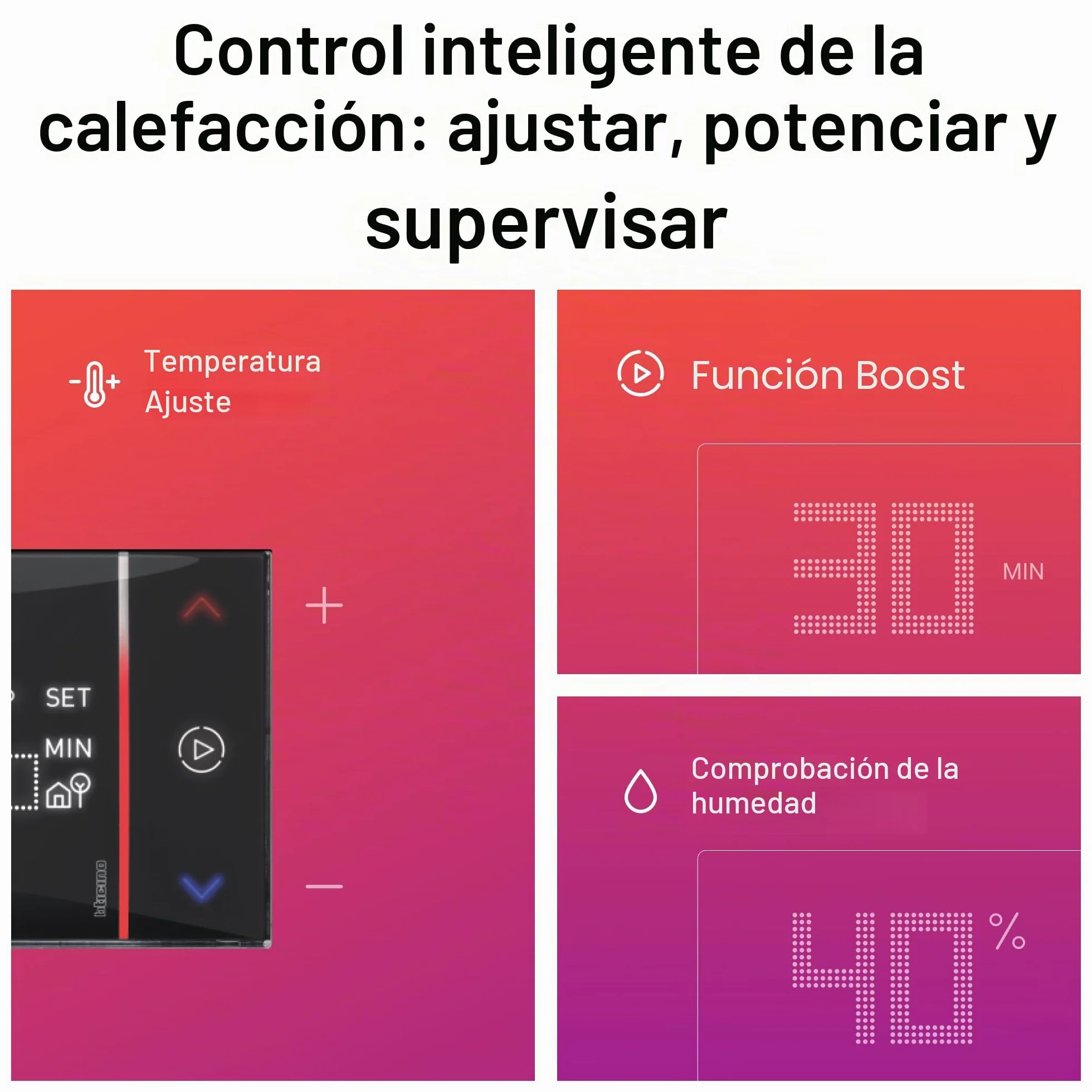 Termostato BTICINO Smarther With Netatmo XG8002 de empotrar Negro
