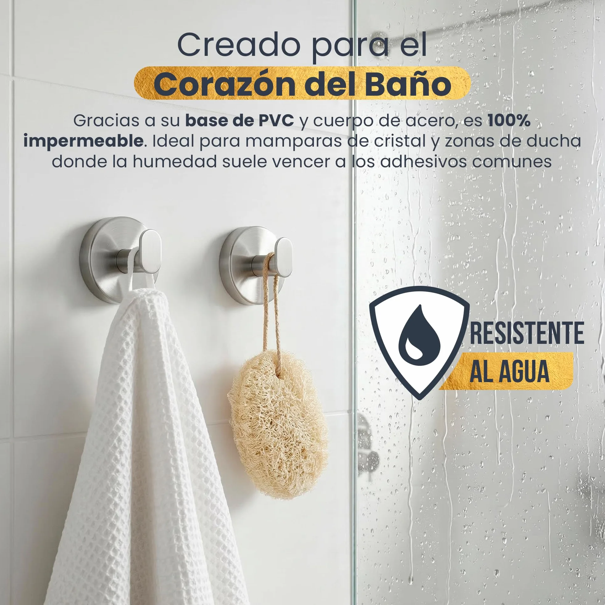 2 Toalleros de baño sin Taladro de Acero Inoxidable – Colgador Ventosa Resistente hasta 8 kg – Ideal Accesorios baño sin Taladro y Accesorios Cocina