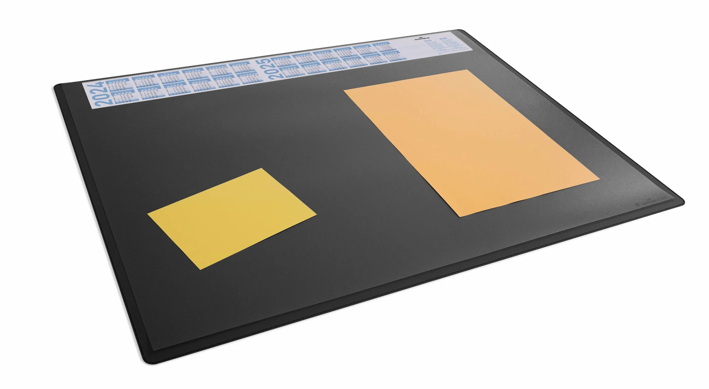 Durable Resistente bloc de escritorio con calendario anual, 65 x 50 cm, antideslizante, PP, Made in Germany, negro