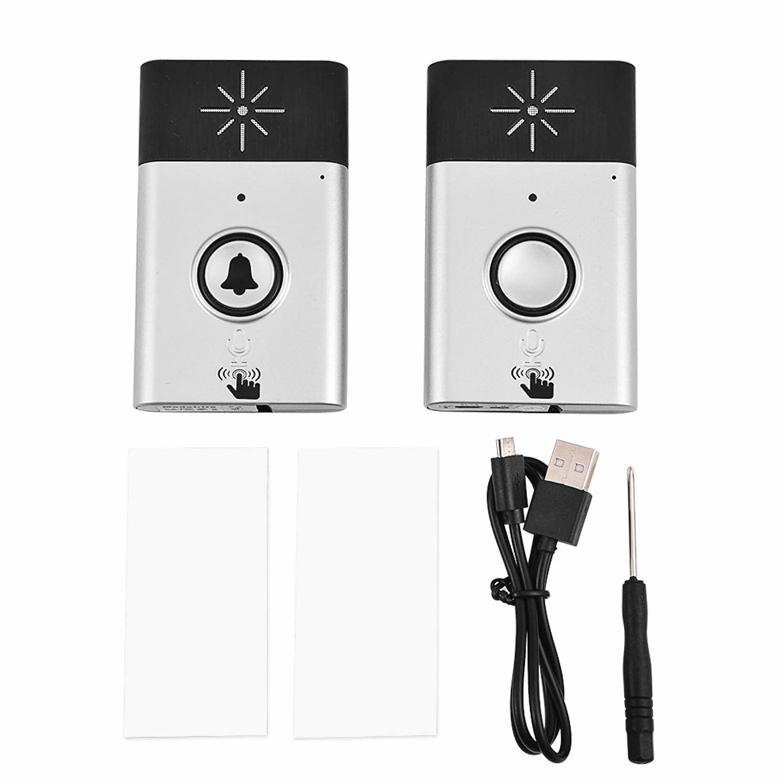 Timbre de Puerta, con Altavoz de micrófono de Alta sensibilidad Incorporado, de intercomunicador de Timbre inalámbrico, Mini Voz portátil de 2,4 GHz