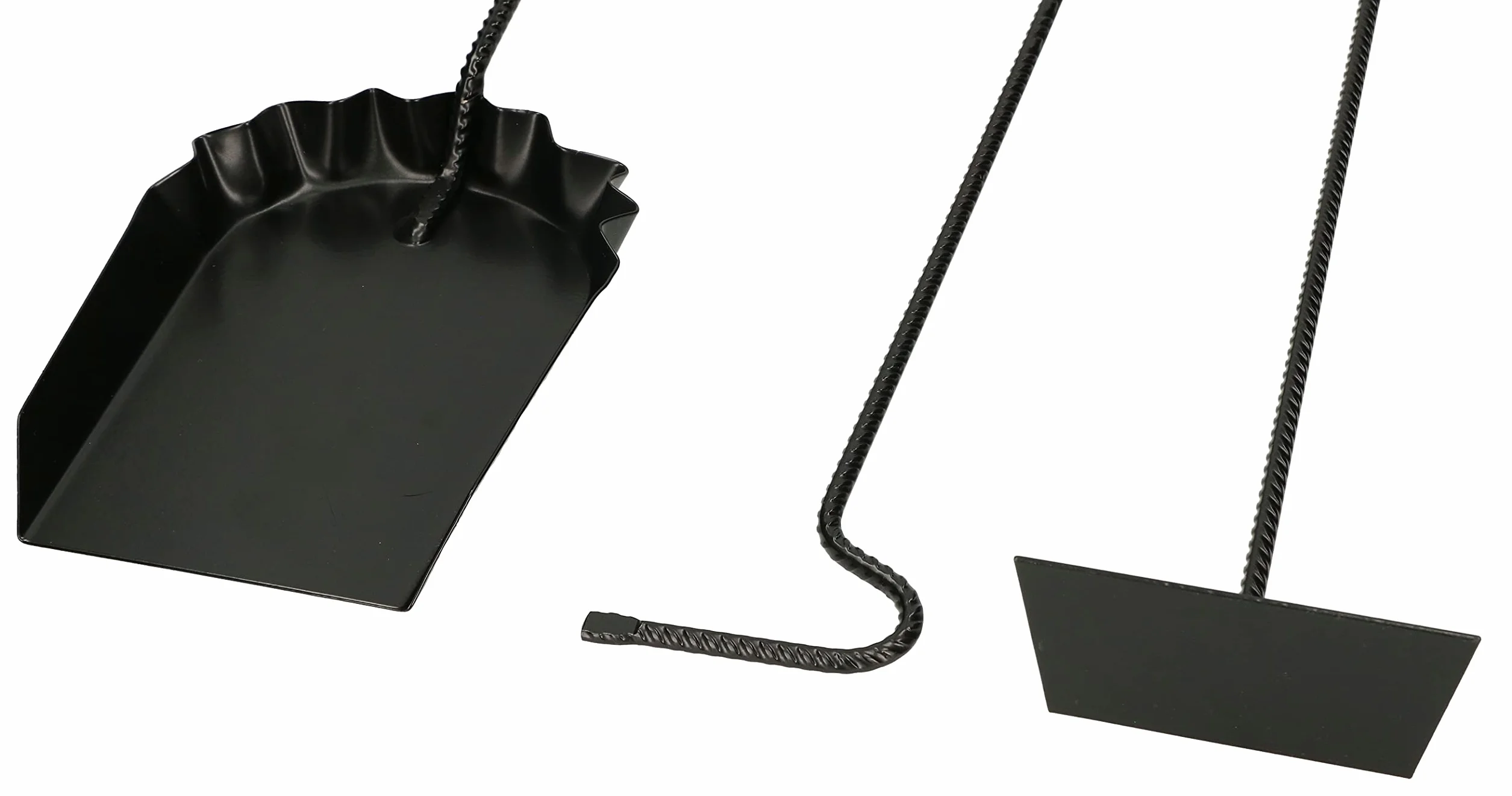 KOTARBAU Kit de 3 Accesorios para Chimenea, Pala, Atizador, Rascador de Ceniza, Metal, Mango de Madera, Negro