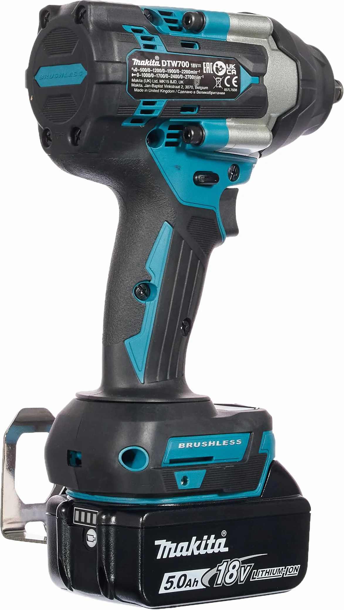 Llave impacto BL 18V LXT 700Nm 5Ah 2 bat. MakPac 1/2" marca Makita