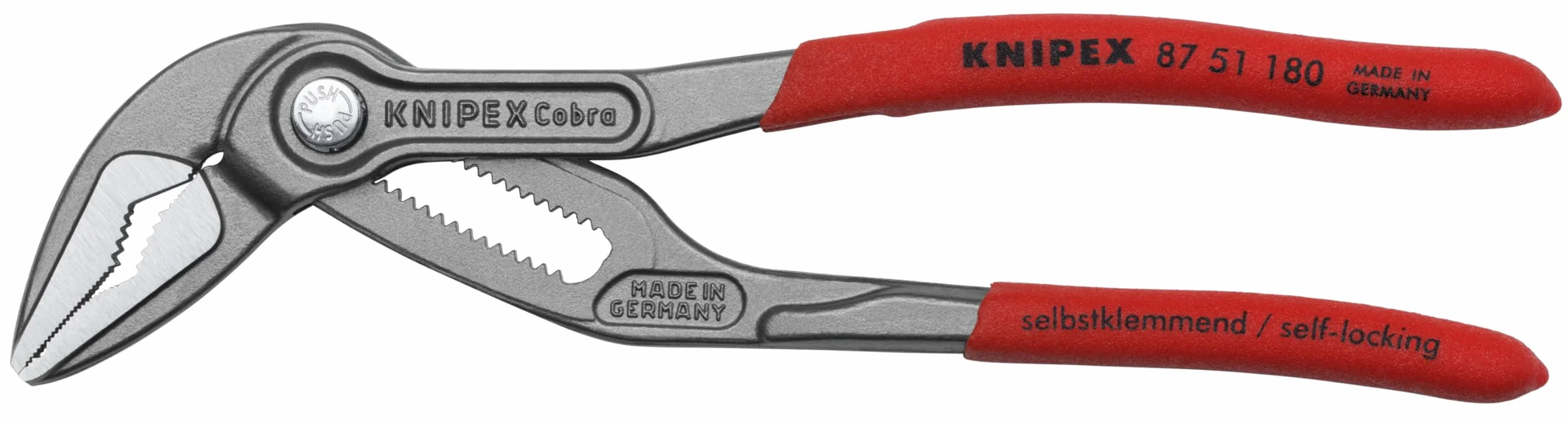 KNIPEX Cobra ES Tenaza de agarre pico loro extra esbelta Mangos plasticos por inmersión antideslizantes 180 mm, 87 51 180