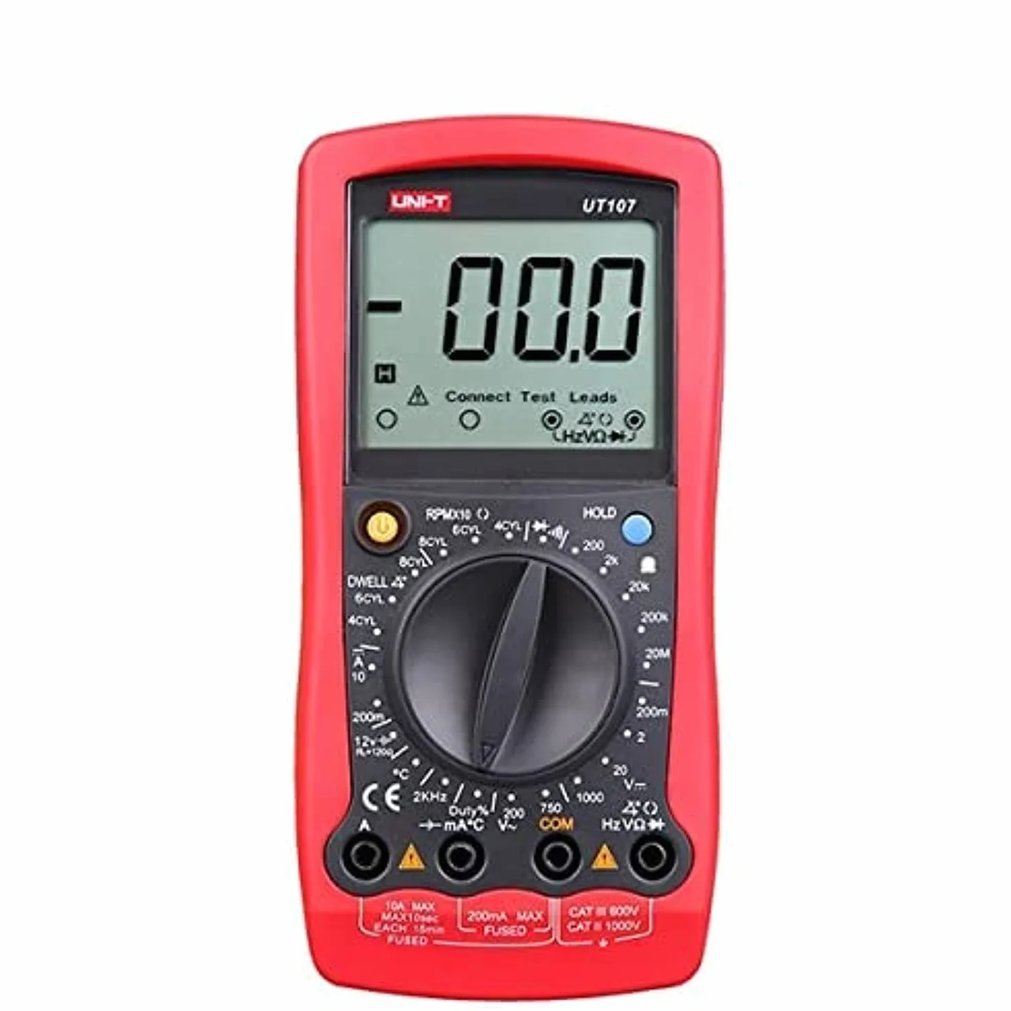 UNI-T UT107 Serie UT100 Multímetro de Automóvil, 200-750 Vac, 20mA-10A, 2kHz, -40°C-1000°C
