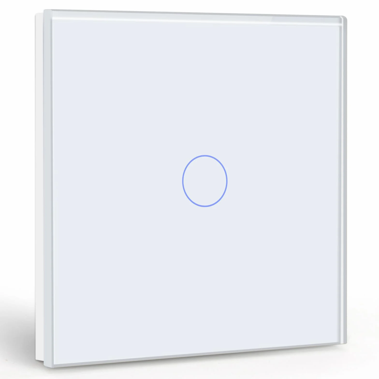 BSEED Interruptor de Luz 1 Gang 1 Vía,NO Interruptor WiFi,Interruptores tactil pared Blanco con indicador LED,Interruptores de luz con panel de vidrio templado,sin cable neutro
