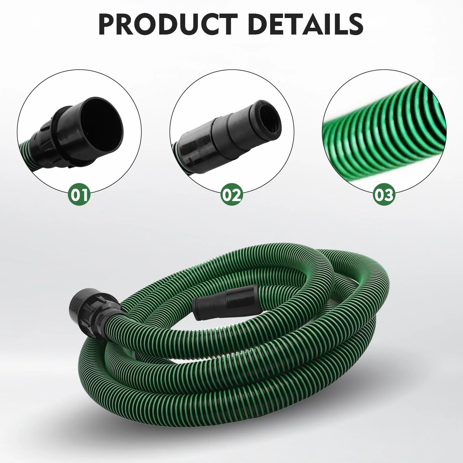 Tubo de Aspiración de Polvo 5 m Compatible con Festool CT 26/36/48, CT 15/25, CT Mini & CT Midi desde 2019, D27 (Ø35 mm) Tubo de Aspiración para Lijadoras y Sistemas de Aspiración