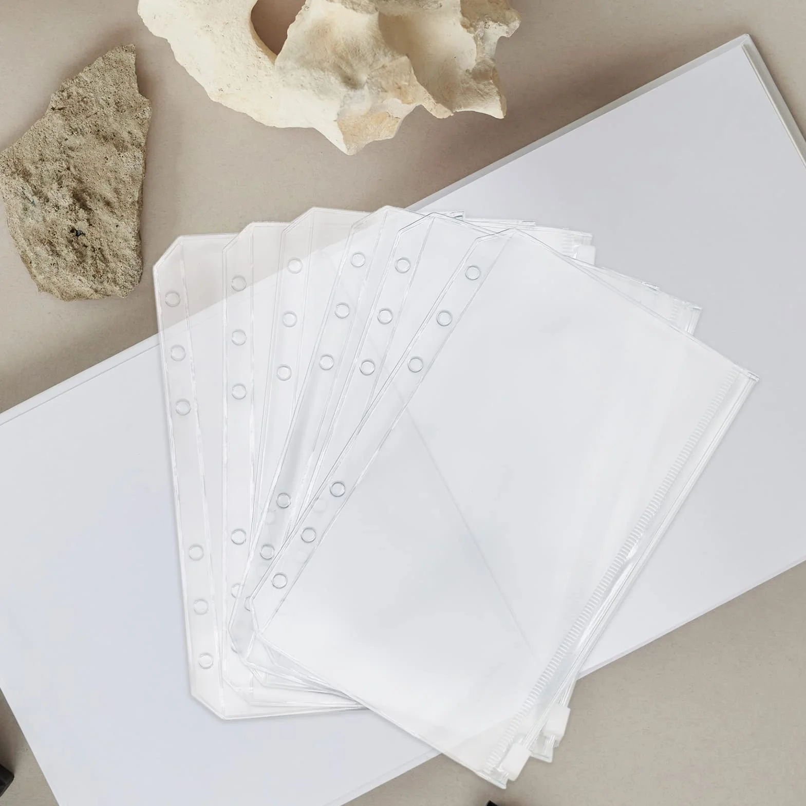 Carpeta de plástico A6 con cremallera impermeable 6 bolsas organizador documentos