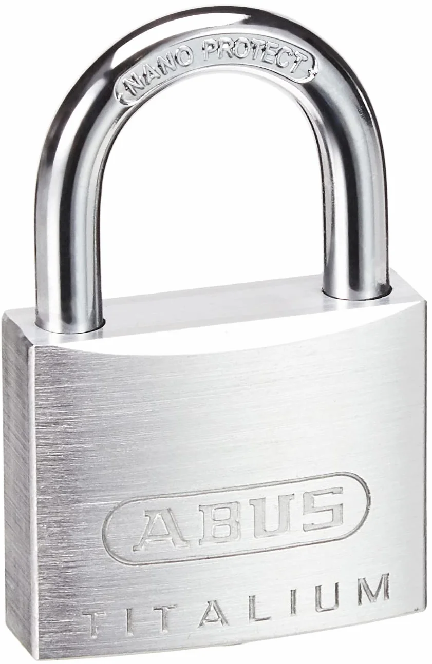 ABUS Candado de Titalium 64TI/40 - juego de 2 - cierre igualado - candado para sótanos con cuerpo de aluminio especial - arco de acero endurecido - nivel de seguridad ABUS 5