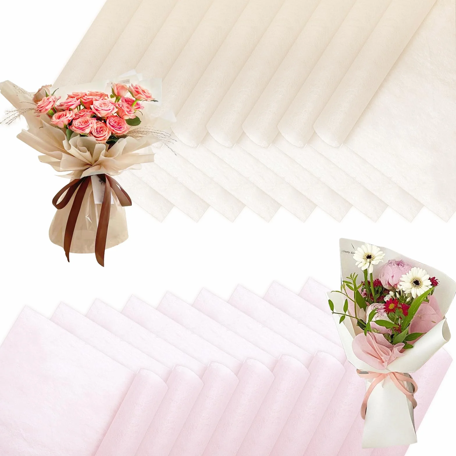 Papel de Regalo Ramo de Flores 144 Hojas 30x30 cm Impermeable Suave