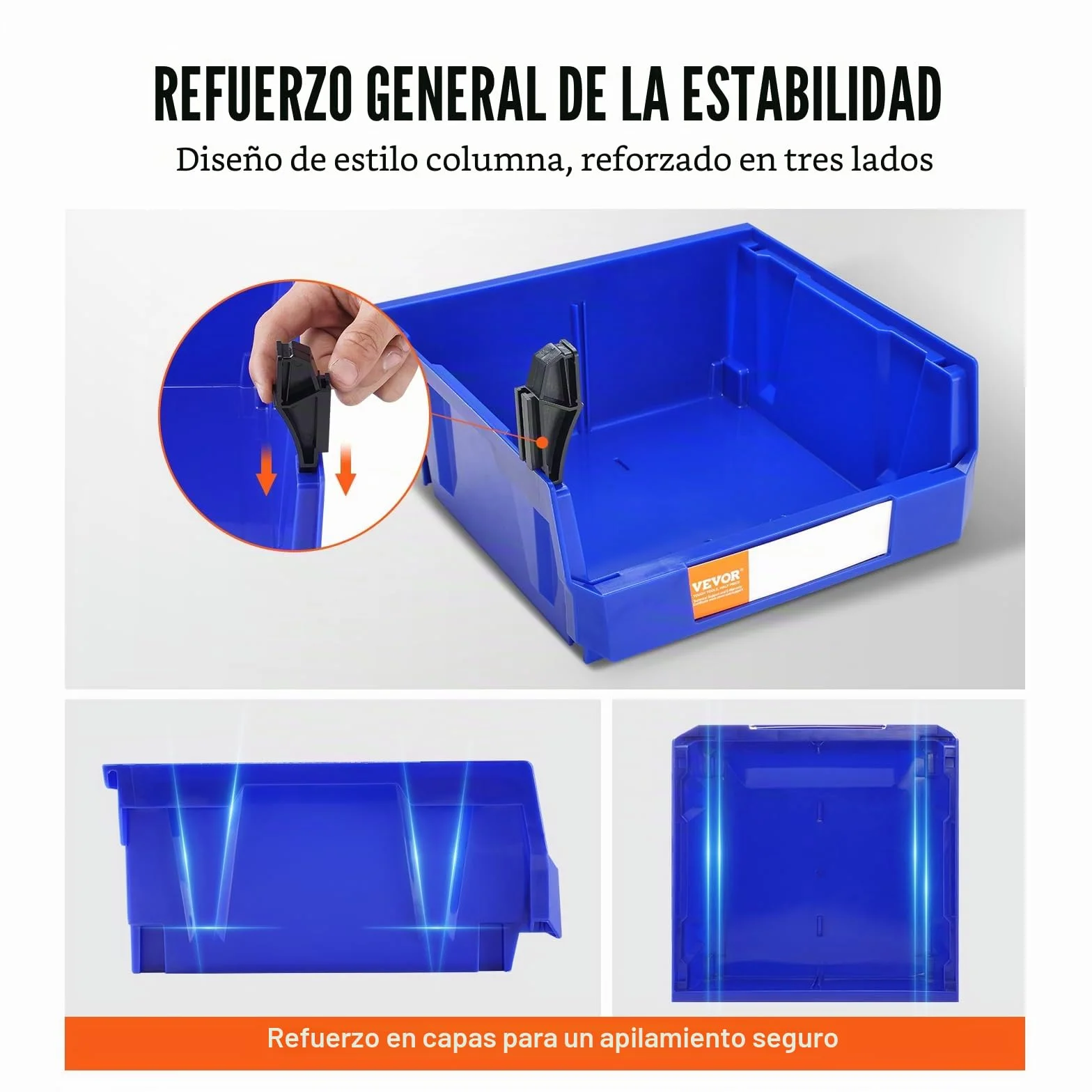 VEVOR Contenedor de Pernos 6 Cajas de Almacenamiento Apilables para Taller 276 x 279 x 128 mm Combinación Azul/Roja Contenedor de Herramientas para Armario, Cocina, Oficina, Despensa, Estante, Pared