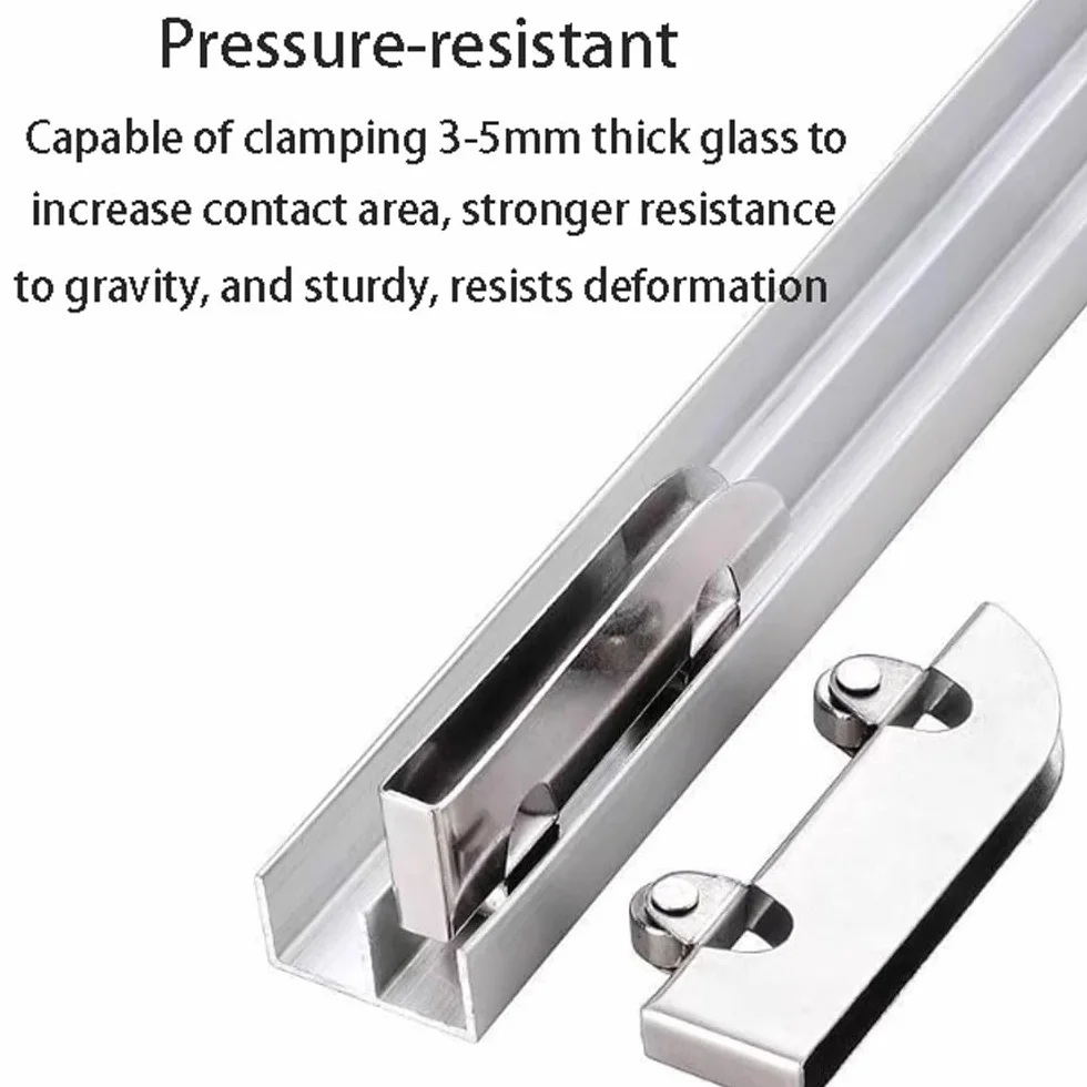 Riel Oculto para Puerta Corredera,Carril de Puertas Correderas de Cristals para Vitrinas - Doble Riel en Aluminio,Guia Puerta Corredera,Compatible con de 3-5mm,Vidrio,Acrílico,Madera