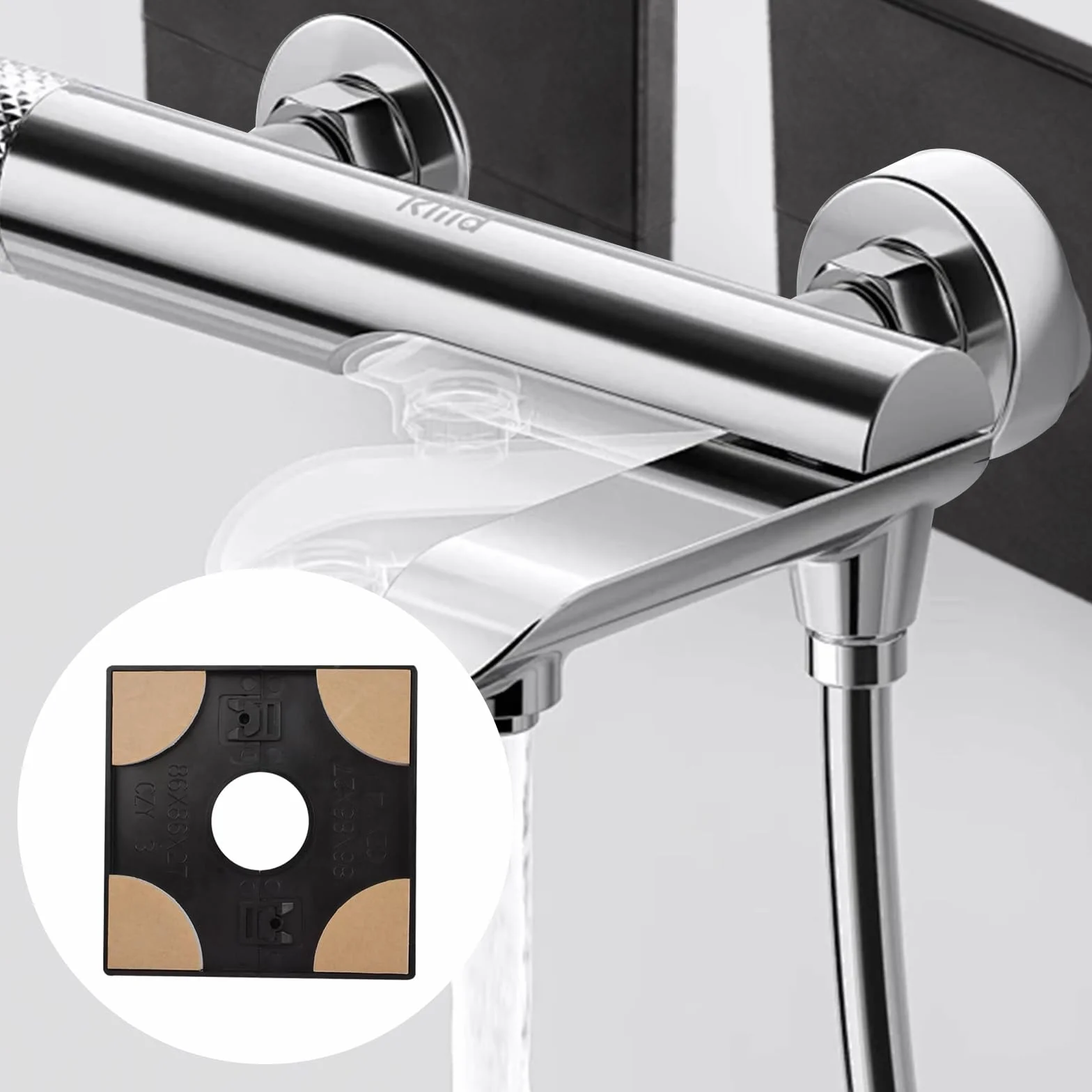 Cubierta Decorativa para Ducha 33mm PVC Autoadhesiva Cuadrada 2 Piezas Embellecedor Grifo