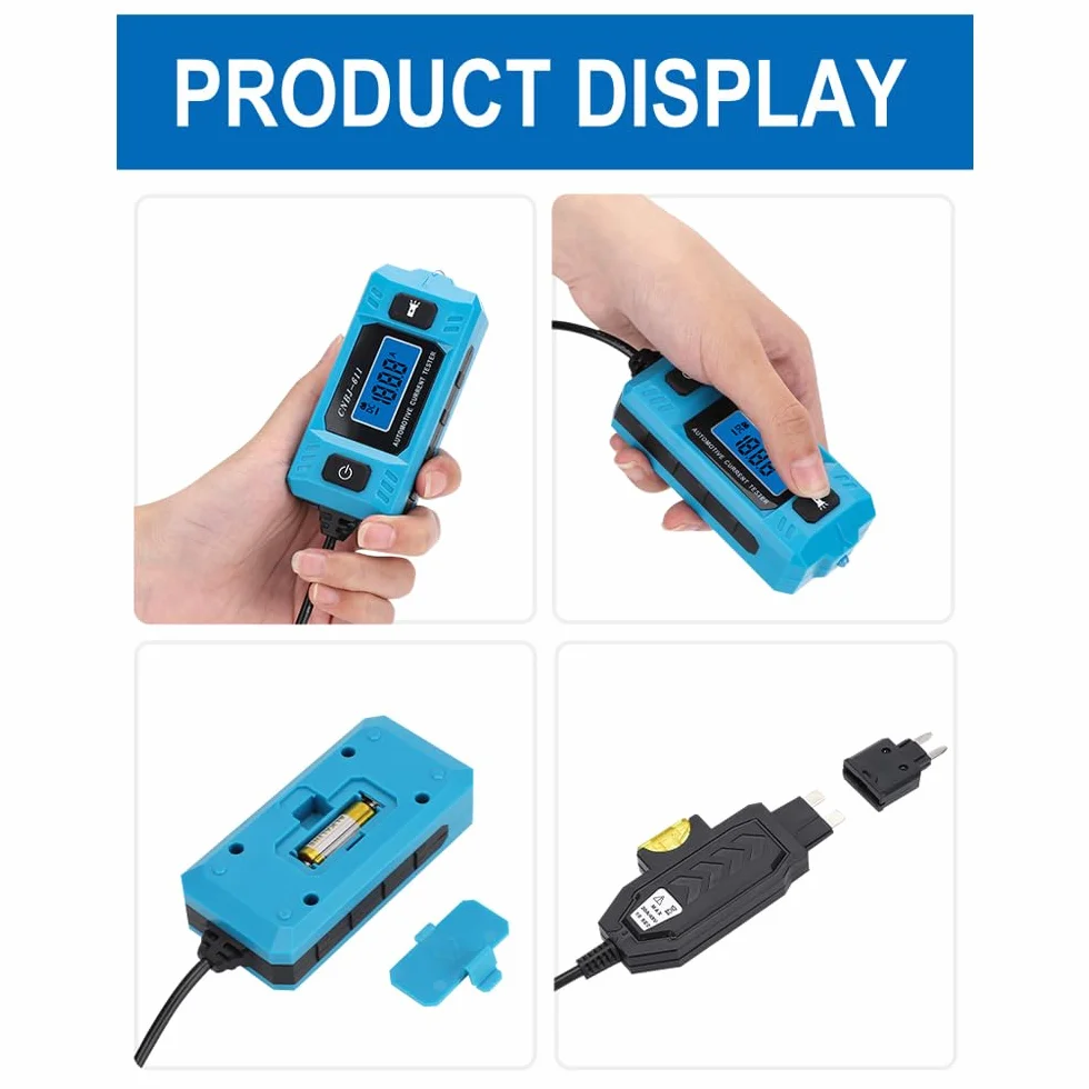 Yctze Probador de Corriente de Automóvil con Pantalla de Fondo de Retroiluminación LCD LED Light Car Sauge para la Detección de Corriente
