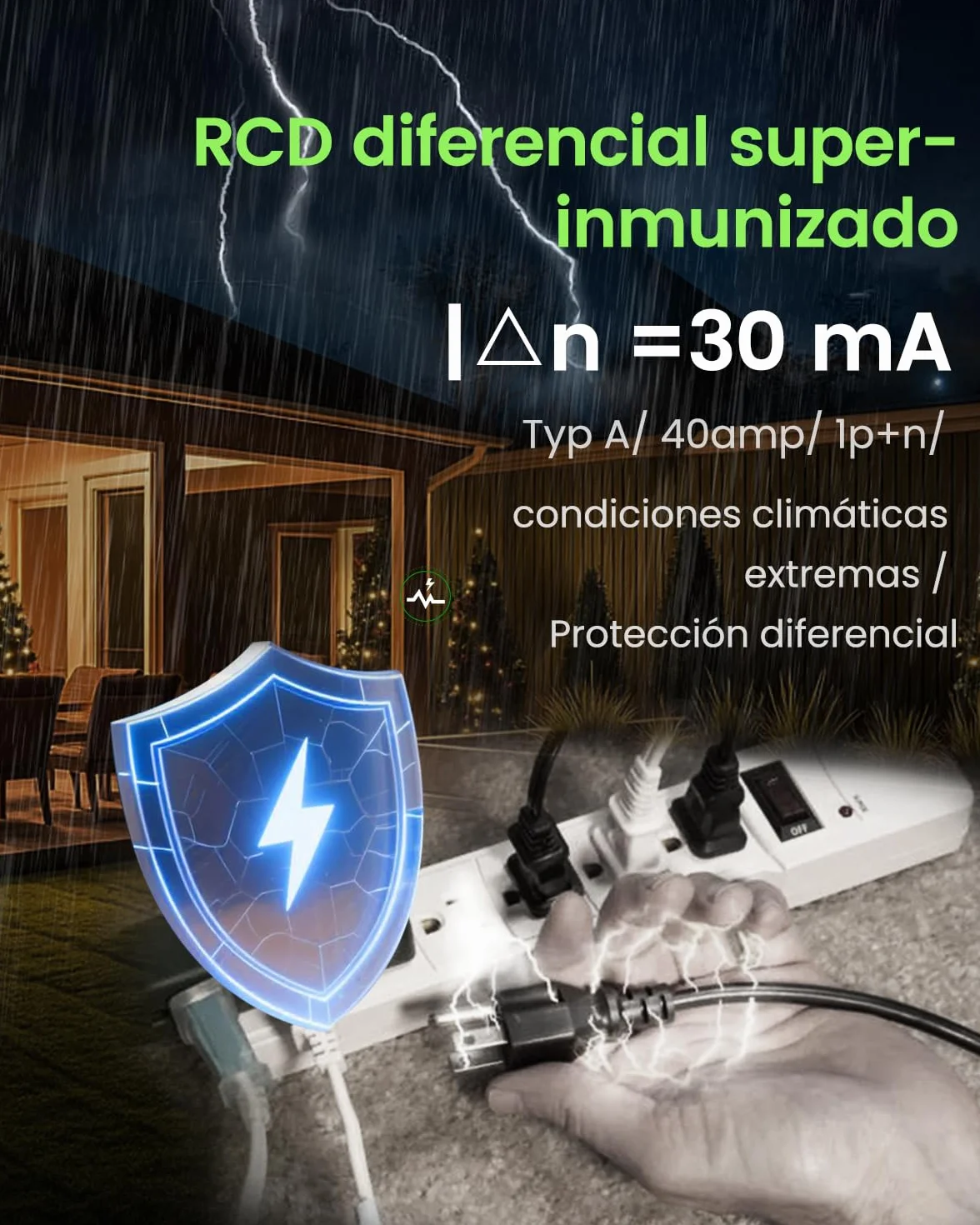 TONGOU Diferencial Auto Rearmable, Diferencial 40A 30mA, Tipo A 1P+N 230V, Diferencial Superinmunizado Rearmable, Aplicable a Viviendas Familiares, Edificios Comerciales Pequeños, etc