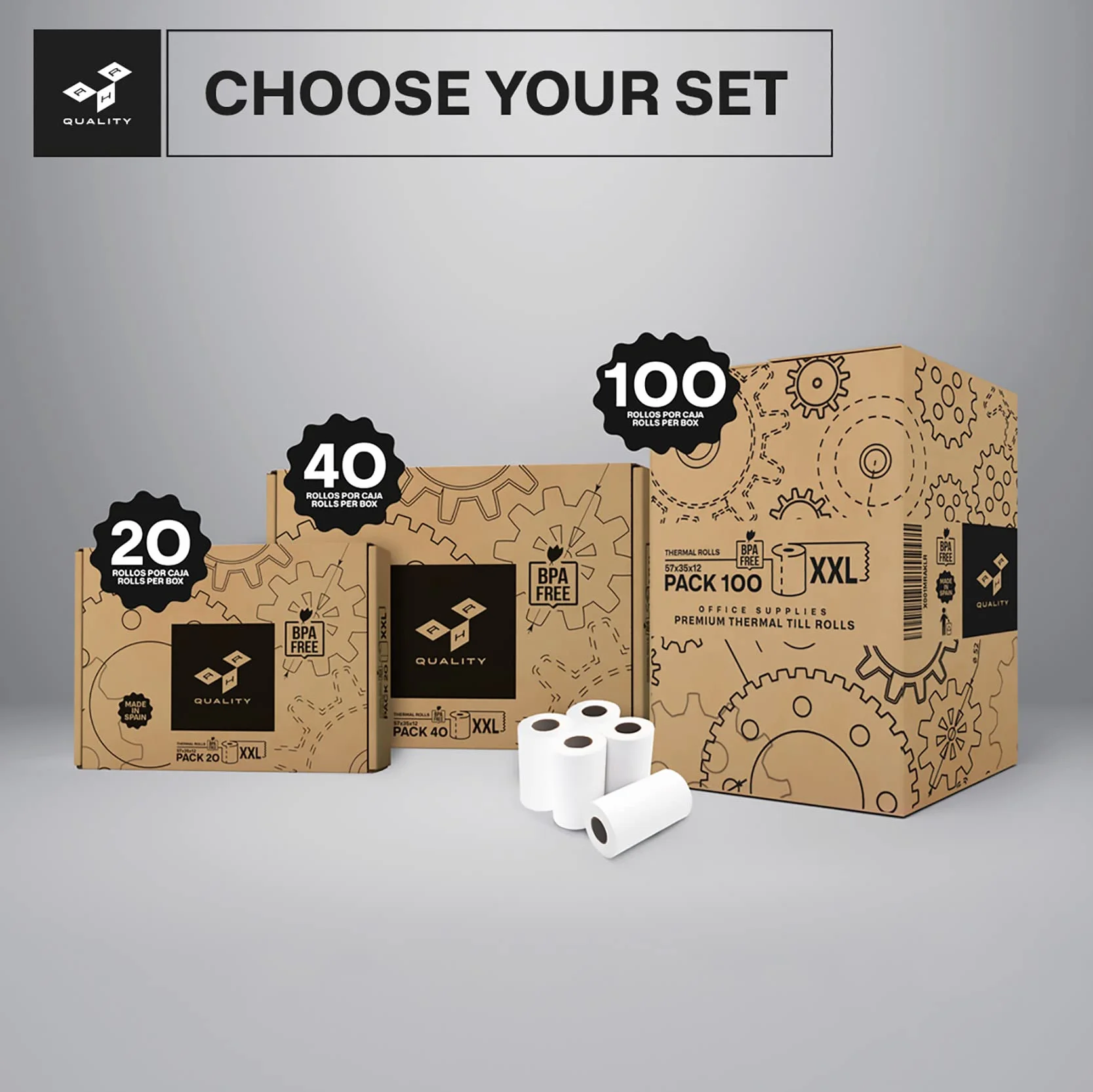 Rollos de Papel Térmico Blanco 57x35x12 mm Para TPV Sin BPA - Papel Termico 57mm - Papel Datáfono de Alta Durabilidad (20)