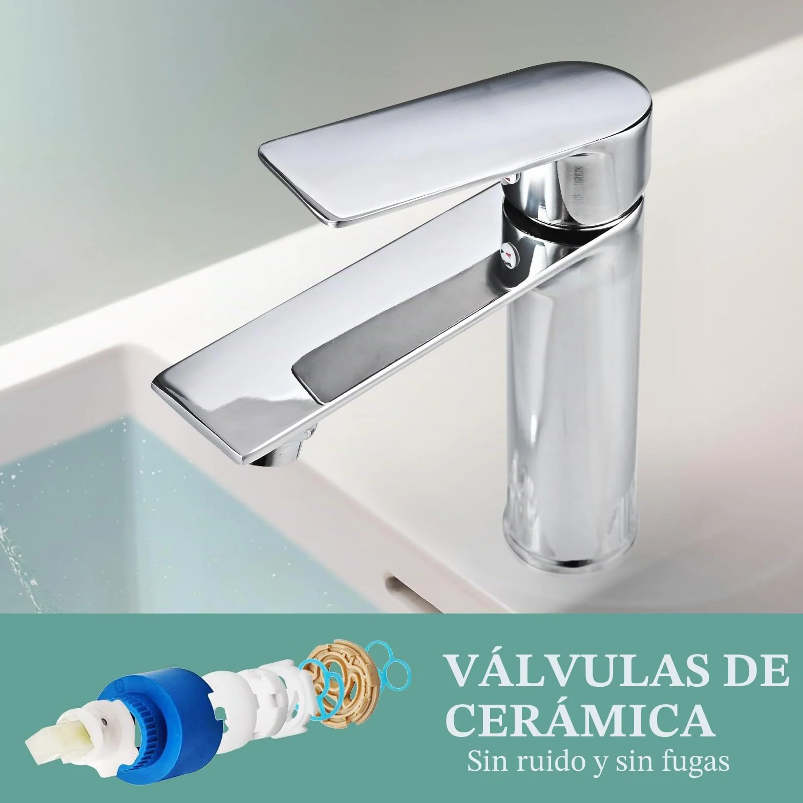 Cieex Grifo Lavabo Cromado Grifo de Baño Grifo Monomando de Lavabo Duradero Fácil Instalación