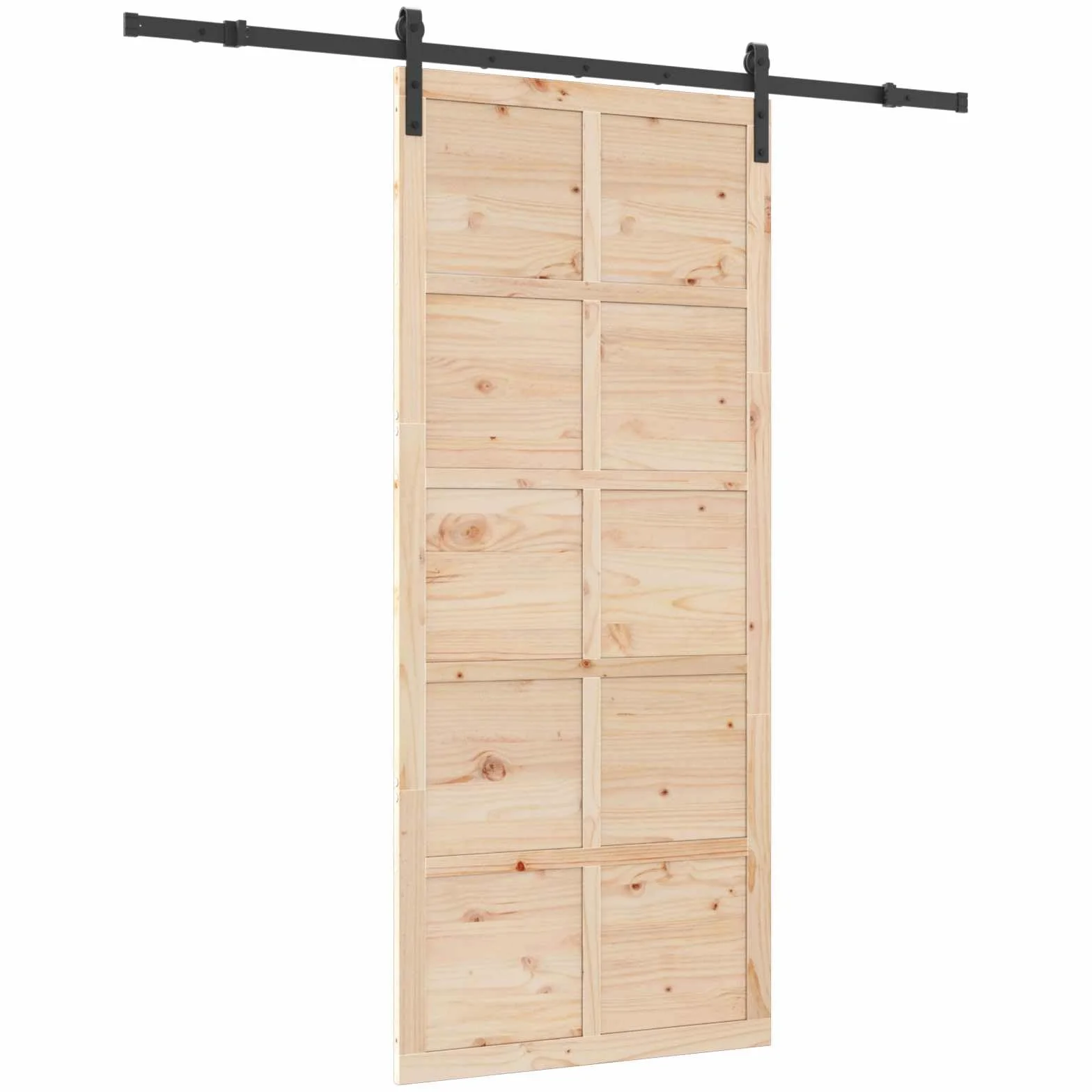 vidaXL Puerta Corredera Natural 90 x 208 cm Madera de Pino Maciza, Sala, Puerta Deslizante Rectangular, Tabique Moderno de Pino, Separador Elegante, Decoración sofisticada para el hogar