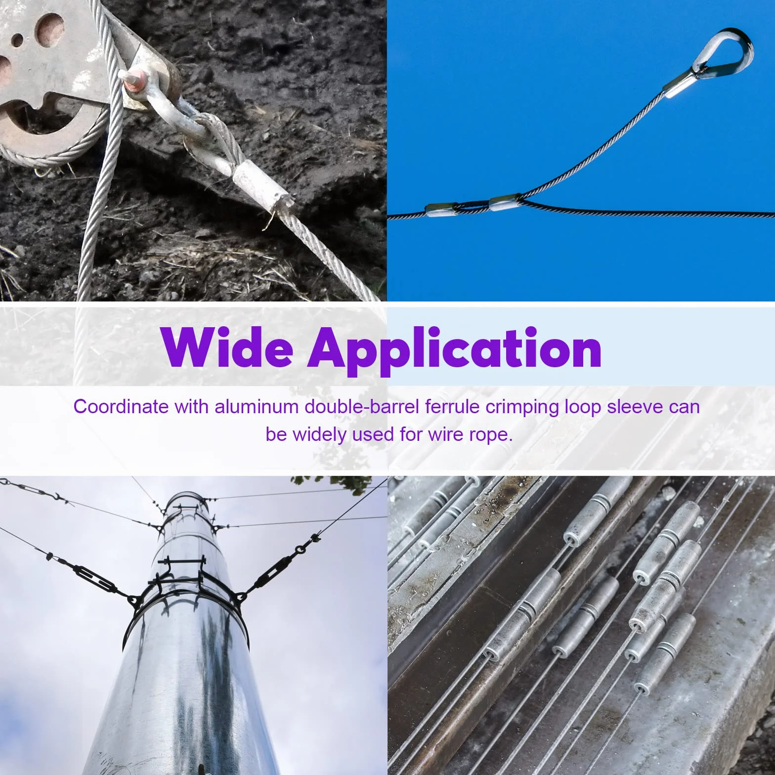 Swpeet 165 herramientas profesionales de crimpado de cuerda de alambre de hasta 2,2 mm y cortador de cables, manga de doble bucle de crimpado de aluminio con dedal de acero inoxidable y kit