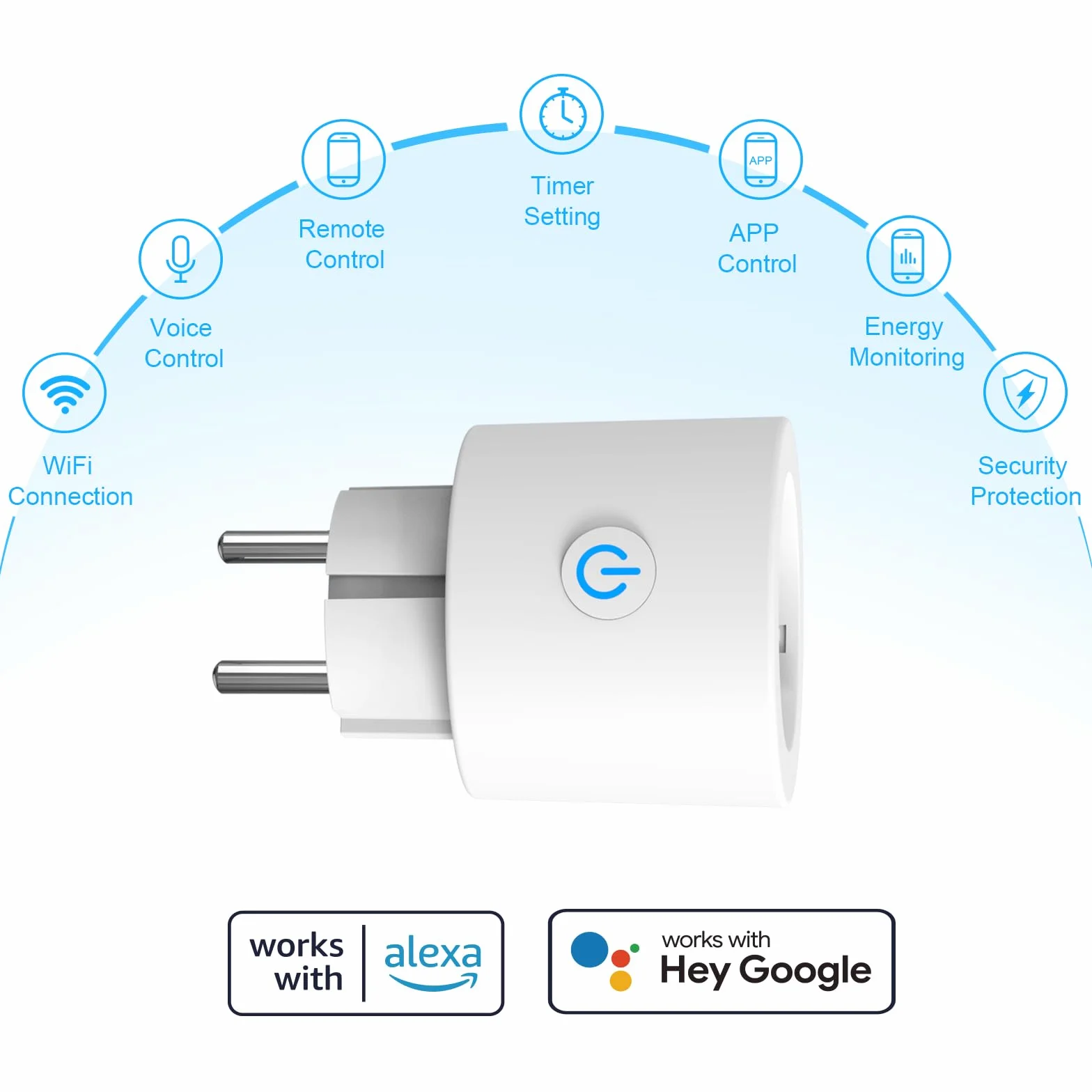 ANTELA Enchufe Inteligente 16A 3680W WiFi Compatible con Alexa y Google Home,con Monitor de Energía, Horarios y Temporizadores, No Necesita HUB,4PCs | Enchufe inteligente compatible con Alexa/Google Home, Smart Life APP, Horarios y Temporizador, 2,4 GHz,
