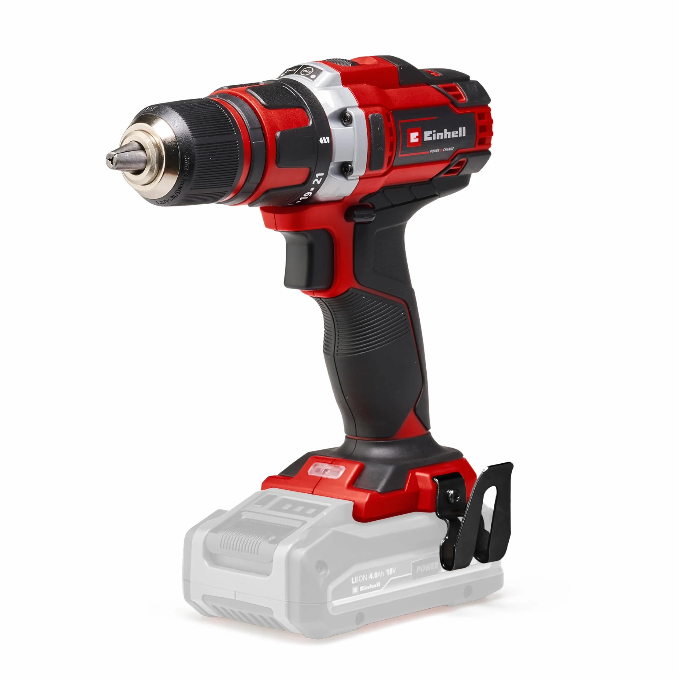 Einhell Taladro atornillador a batería TE-CD 18/40 Li-Solo Power X-Change (iones de litio, 18 V, par máximo de 40 Nm en 21 niveles, Softgrip, sin batería y cargador)