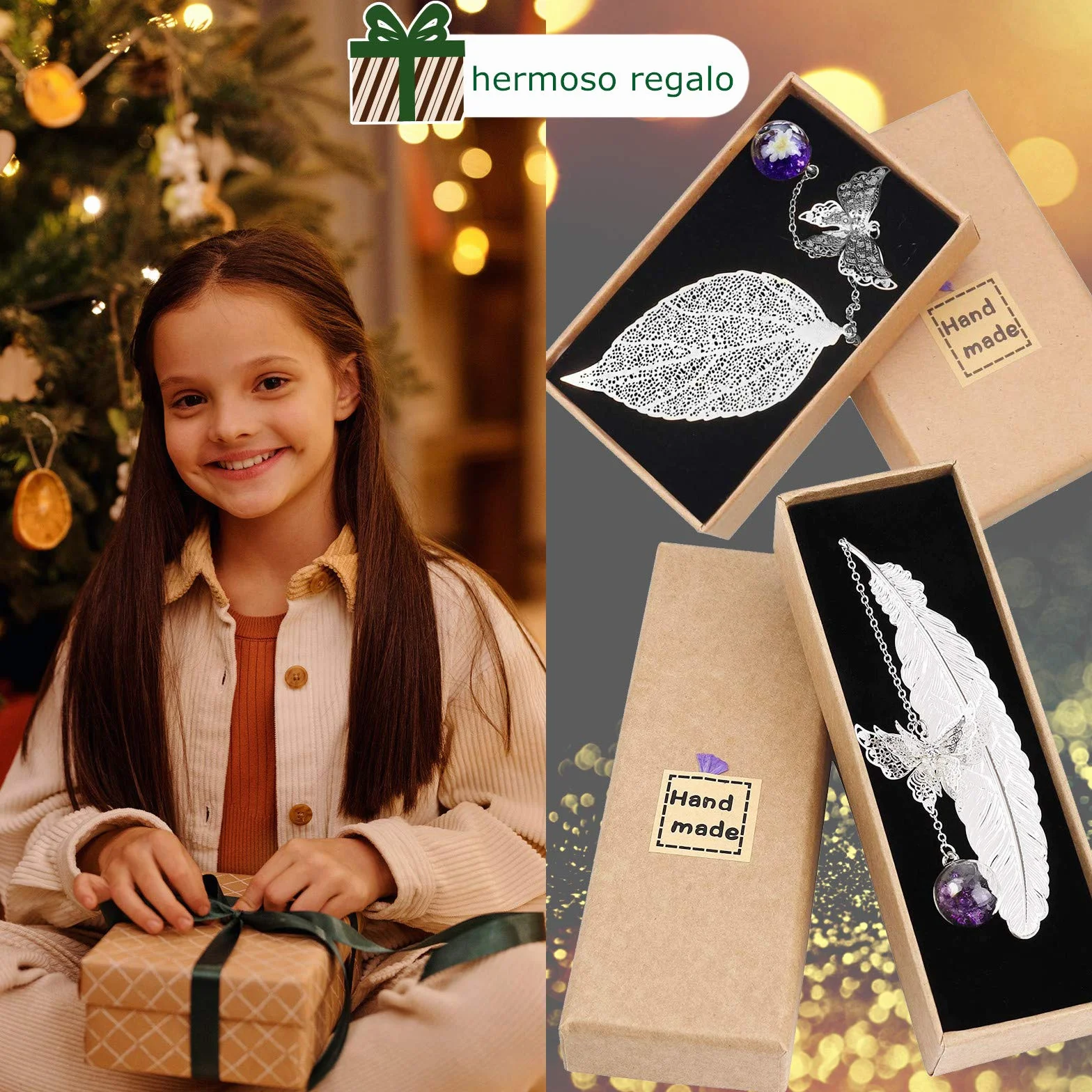 Marcapaginas Personalizado Regalo Graduación, Marcapáginas de Hojas de Plumas de Metal con Mariposa 3D, Regalo para Profesora Lectores Mujeres