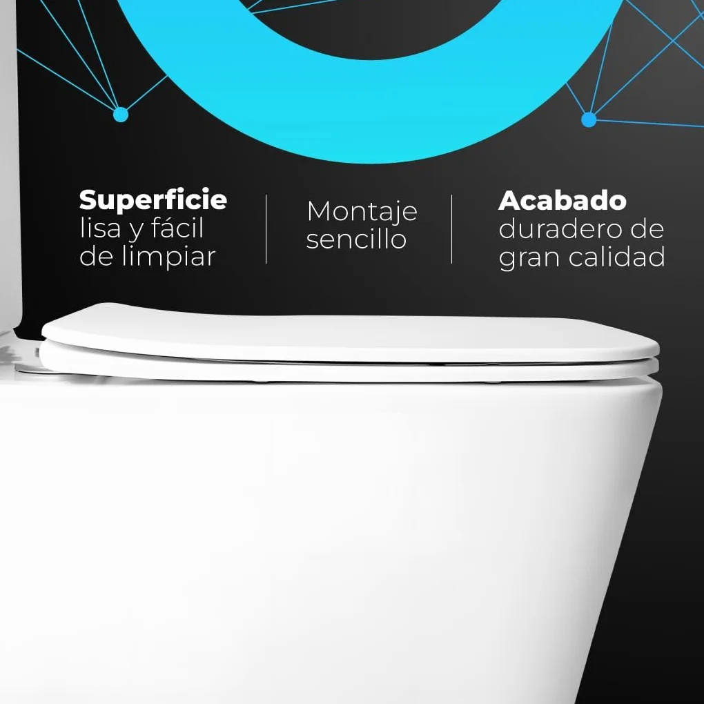 Inodoro De Cerámica, Wc Compacto Sistema Rimless Atibacterias, Tapa Dura Extrafina Amortiguada, Salida Dual