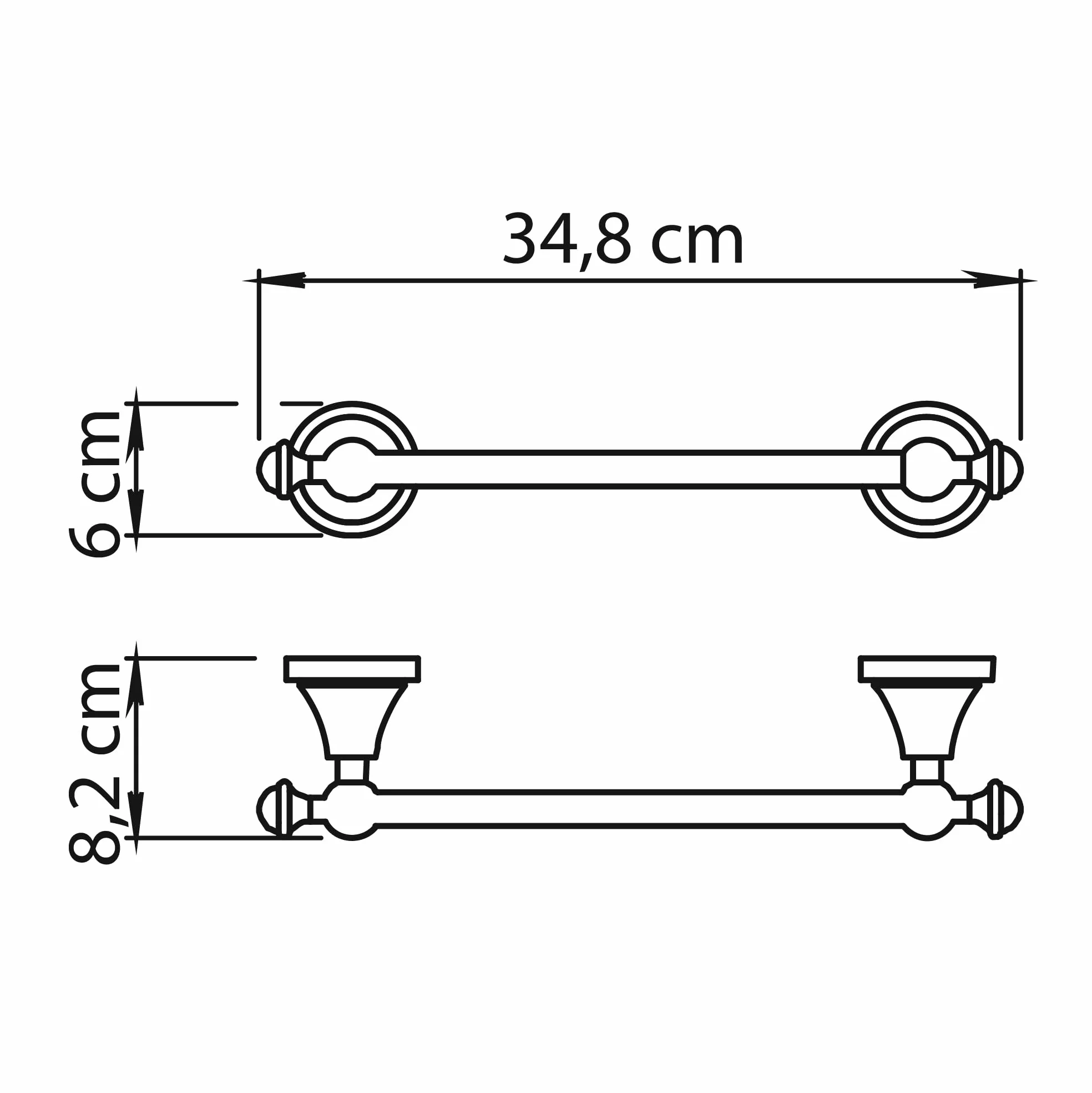 Gedy Nevis Toallero Barra Baño Pared 30cm Acero INOX Cromall Acabado Cromo Estilo Retro Clásico, Tornillos Incluidos