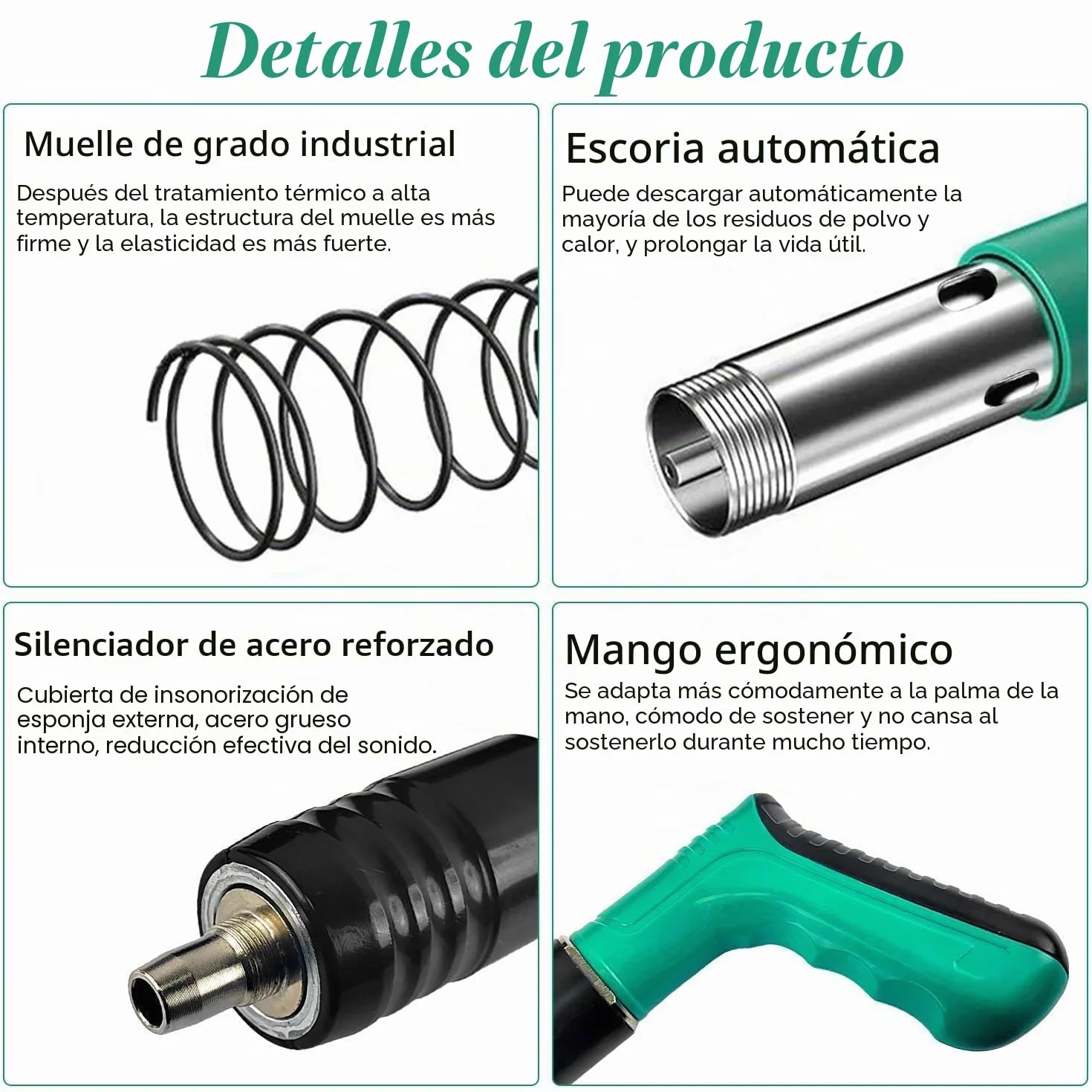 Pistola de Clavos para Hormigon Neumatica, Clavadora Hormigon, Nail Gun, Pistola de Impacto Clavos con 100 Clavos Redondos - para Acero y Concreto - Fácil de Usar