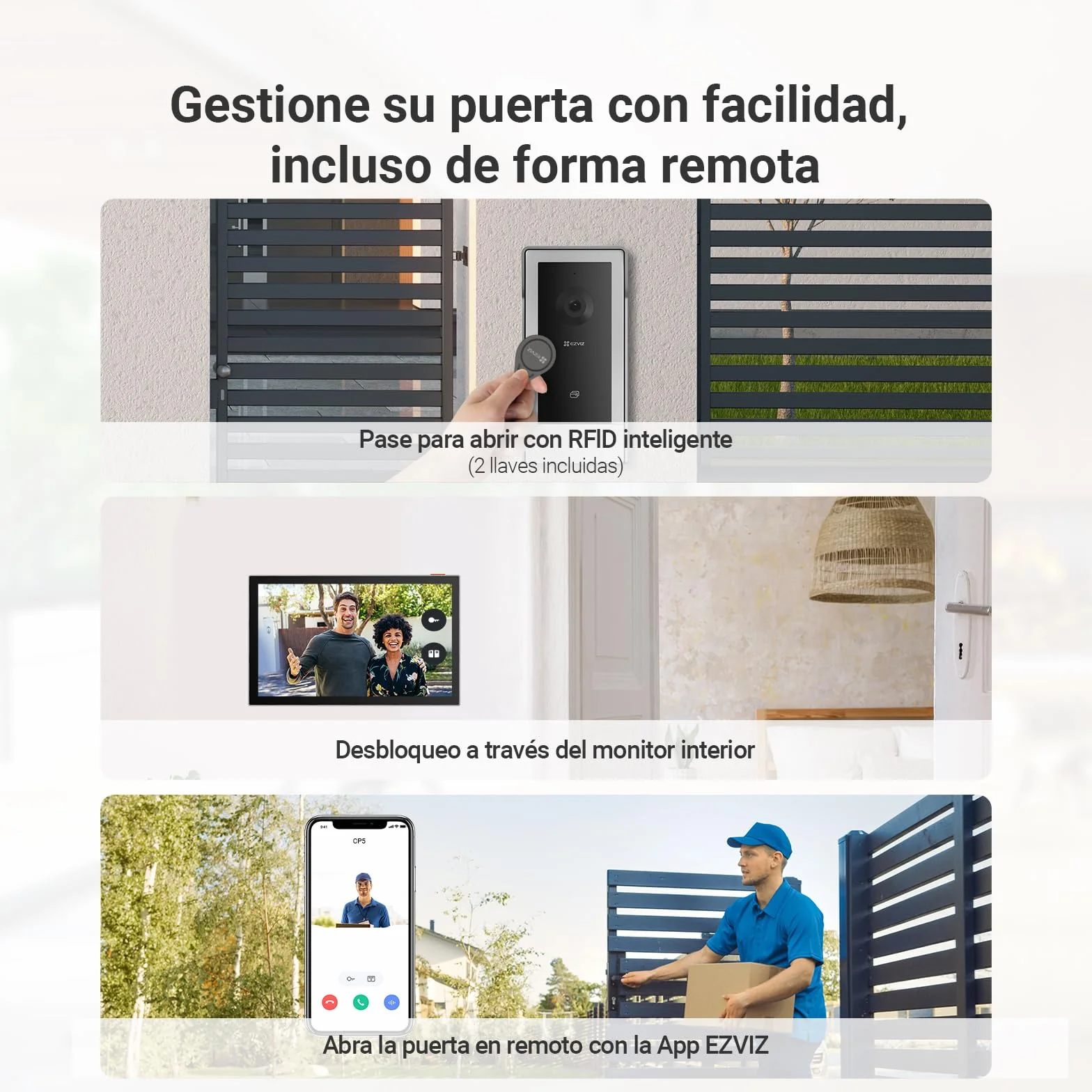 EZVIZ Videoportero WiFi Sistema de Intercomunicación 1080P, 7'' Monitor Táctil a Color,Timbre Video Mirilla 2 Hilos,Desbloqueo en Remoto,Audio Bidireccional,Doble Banda (2,4/5GHz), Diseño Delgado, CP5